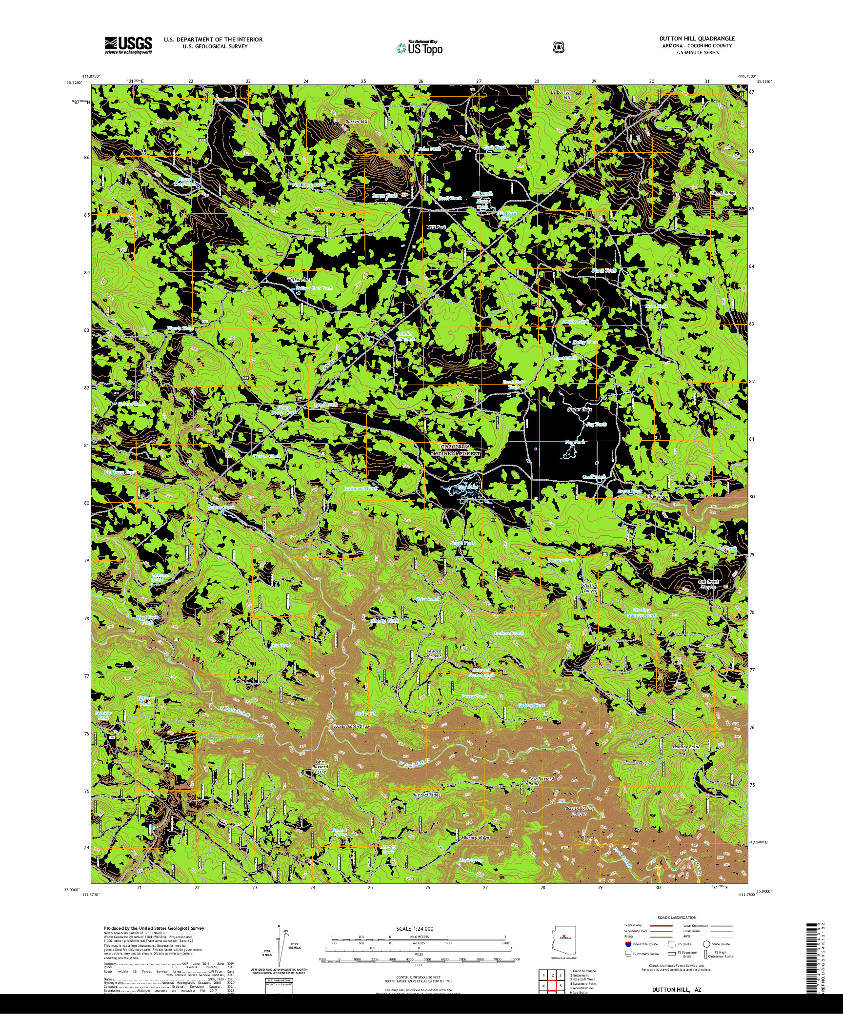 US TOPO 7.5-MINUTE MAP FOR DUTTON HILL, AZ