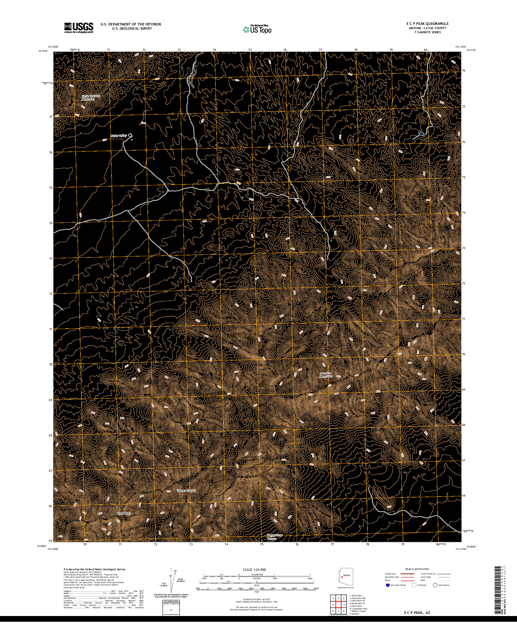 US TOPO 7.5-MINUTE MAP FOR E C P PEAK, AZ