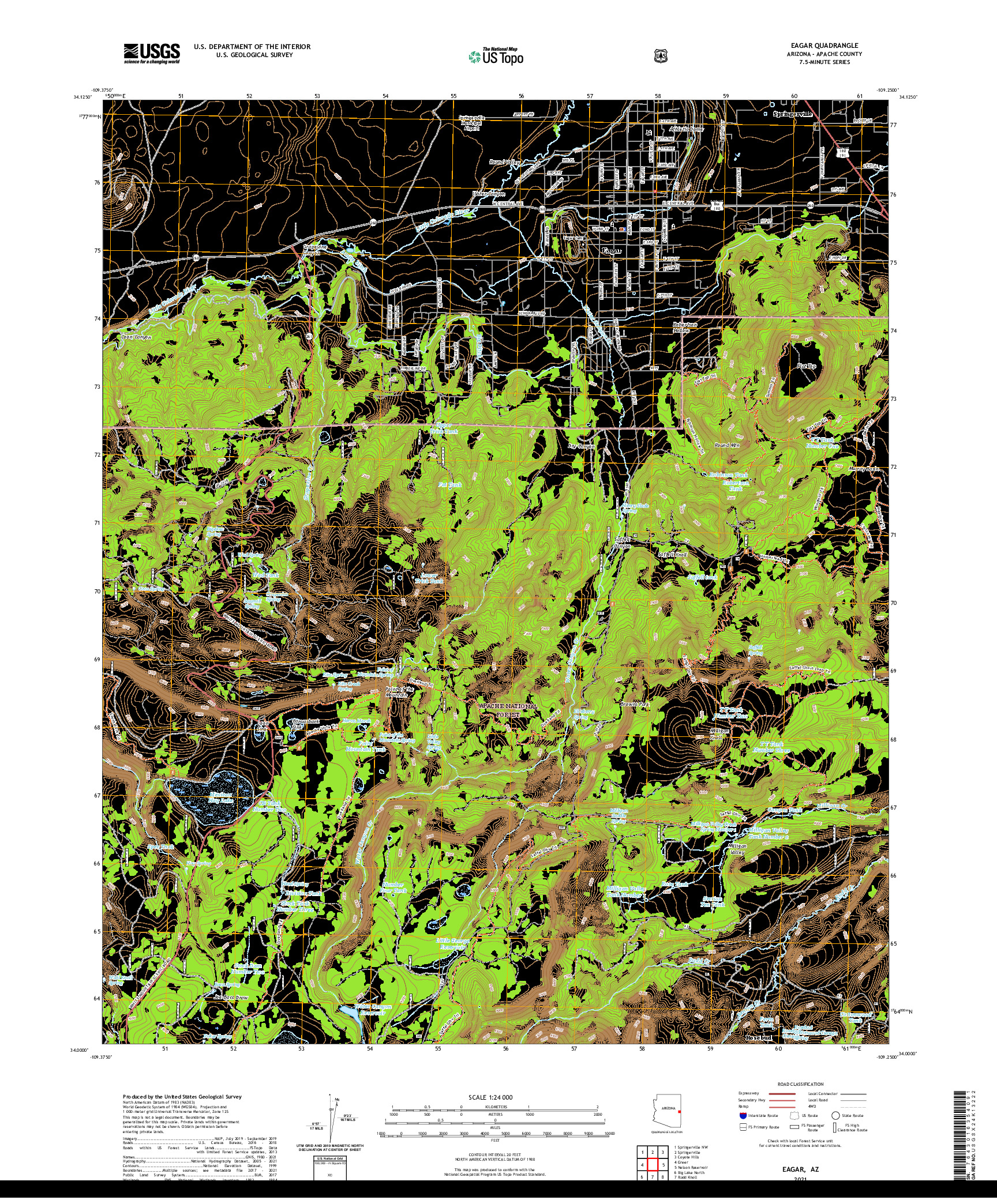 US TOPO 7.5-MINUTE MAP FOR EAGAR, AZ