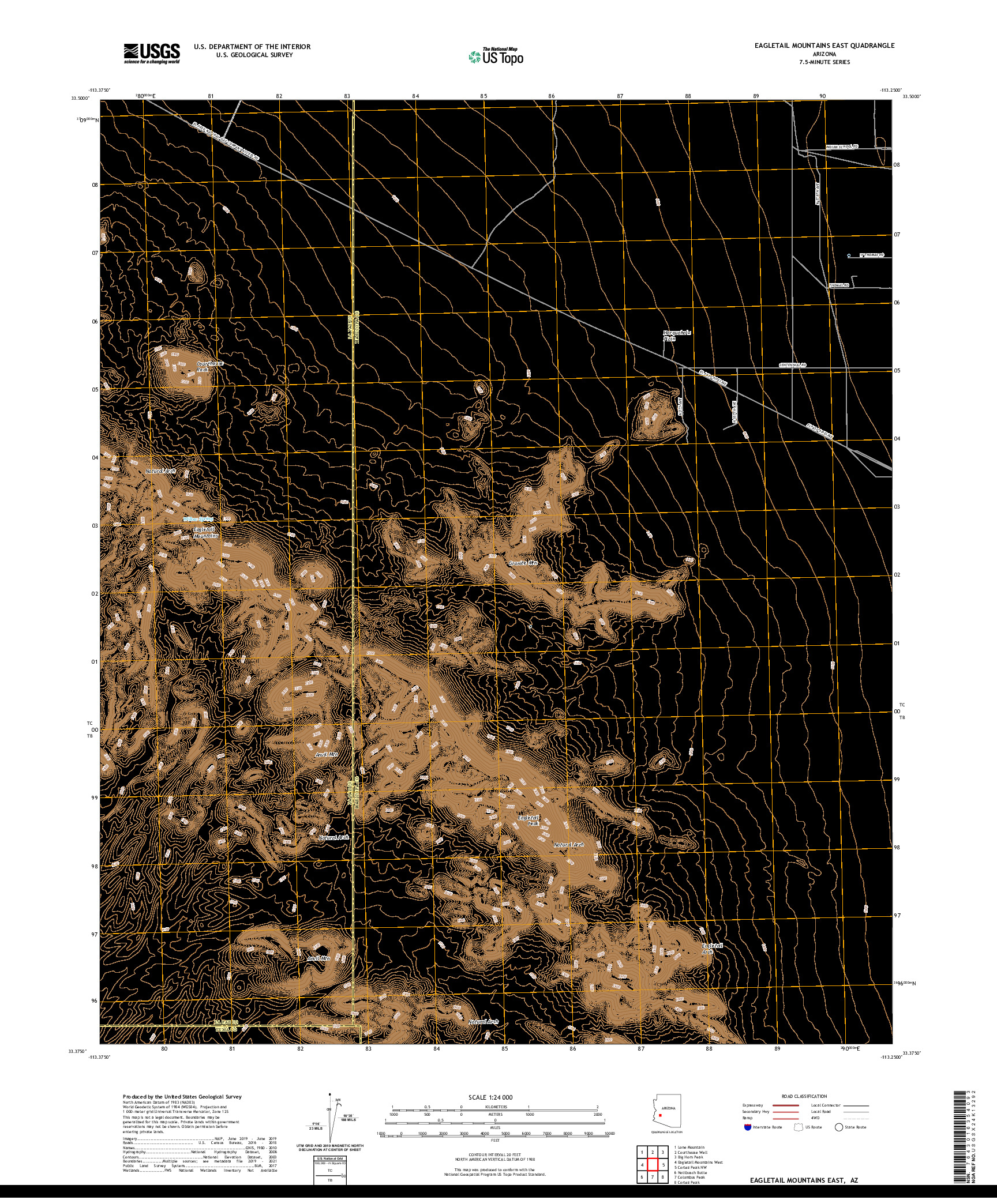 US TOPO 7.5-MINUTE MAP FOR EAGLETAIL MOUNTAINS EAST, AZ