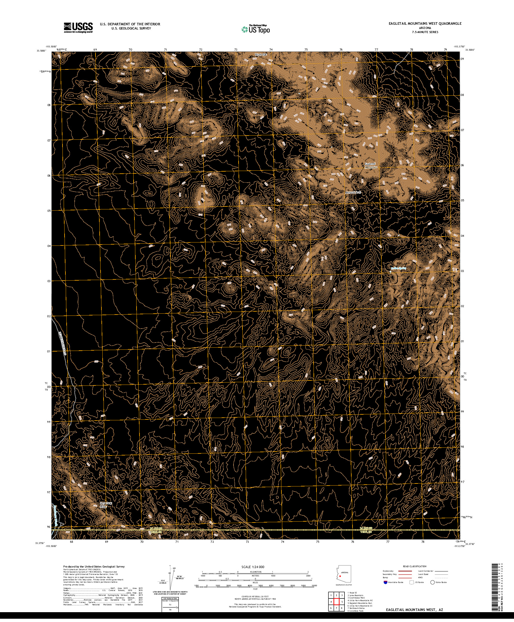 US TOPO 7.5-MINUTE MAP FOR EAGLETAIL MOUNTAINS WEST, AZ