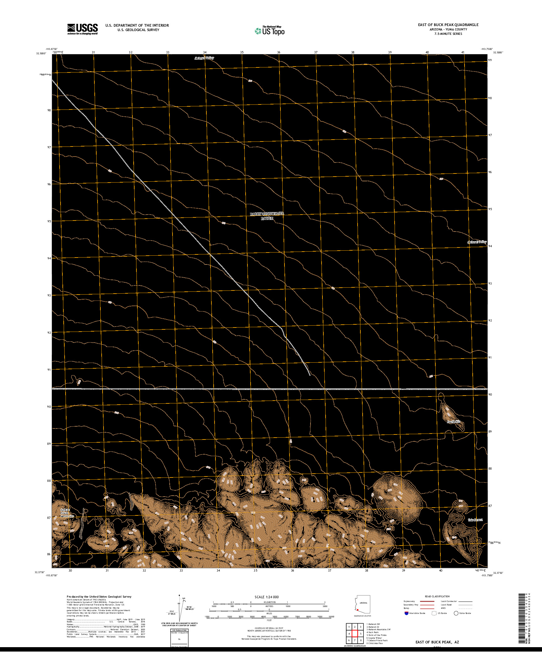 USGS US TOPO 7.5-MINUTE MAP FOR EAST OF BUCK PEAK, AZ 2021