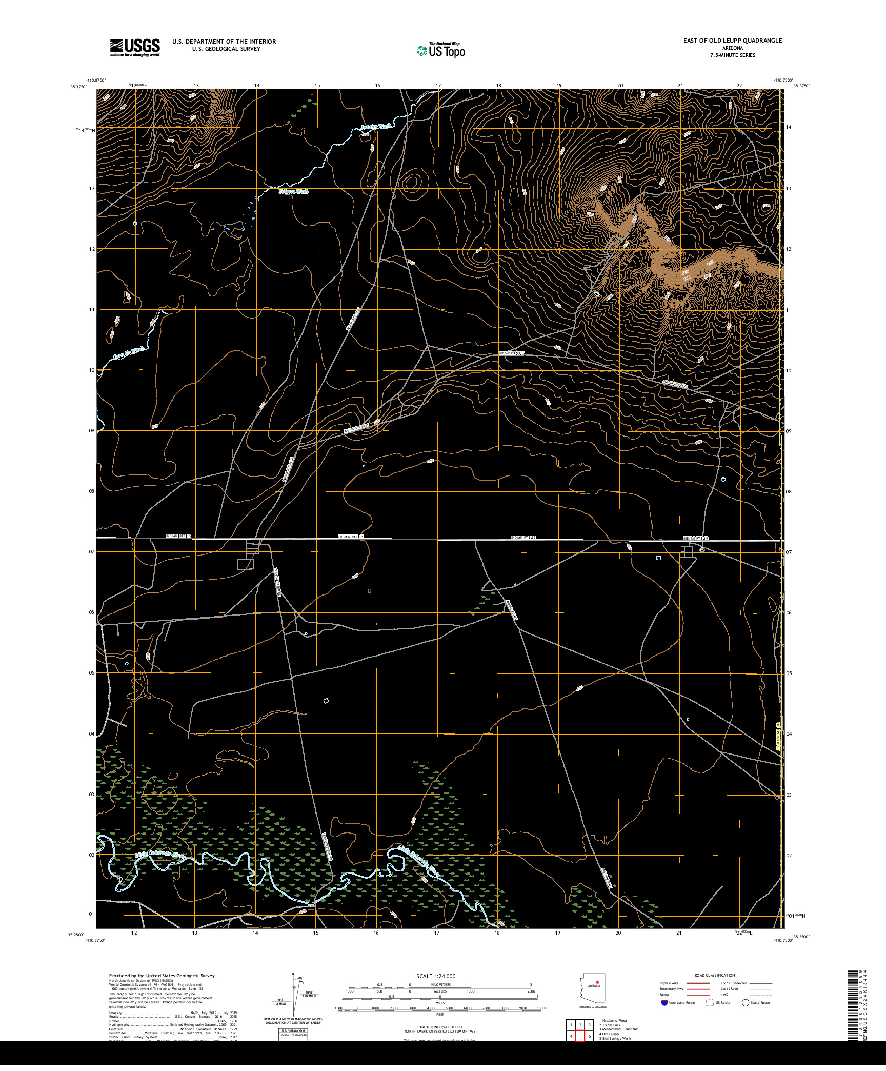 US TOPO 7.5-MINUTE MAP FOR EAST OF OLD LEUPP, AZ