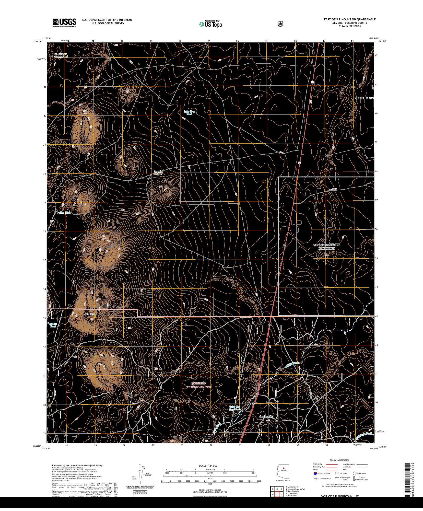 US TOPO 7.5-MINUTE MAP FOR EAST OF S P MOUNTAIN, AZ