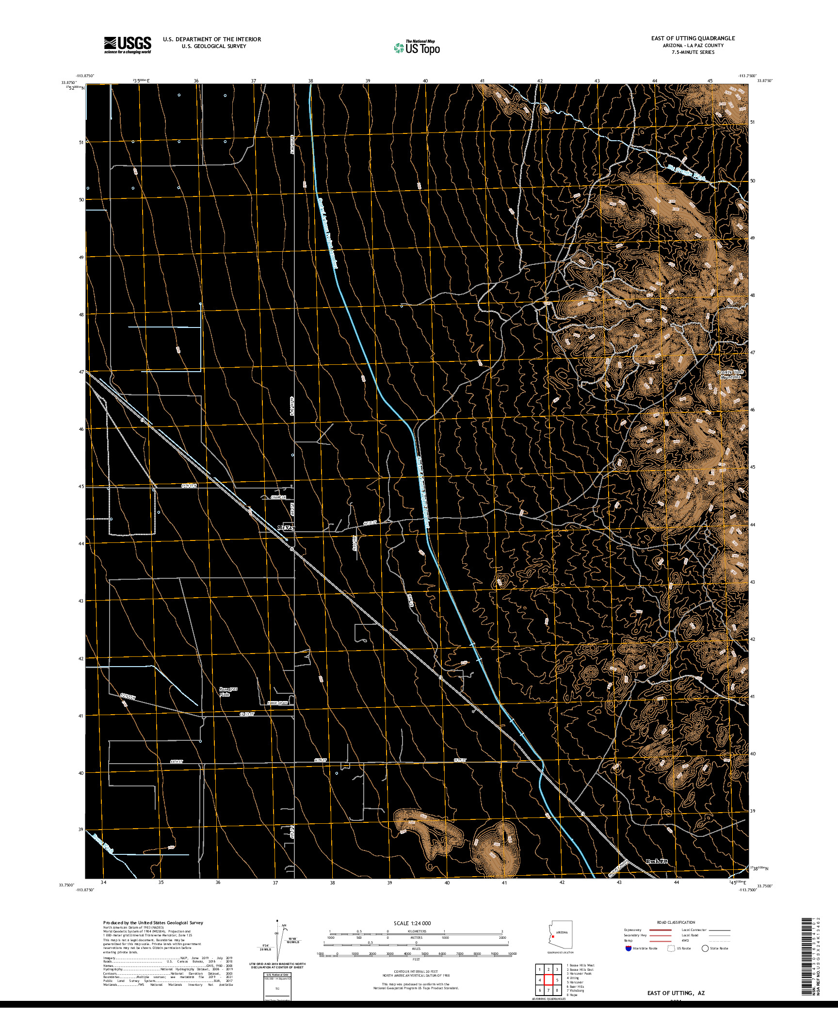 US TOPO 7.5-MINUTE MAP FOR EAST OF UTTING, AZ