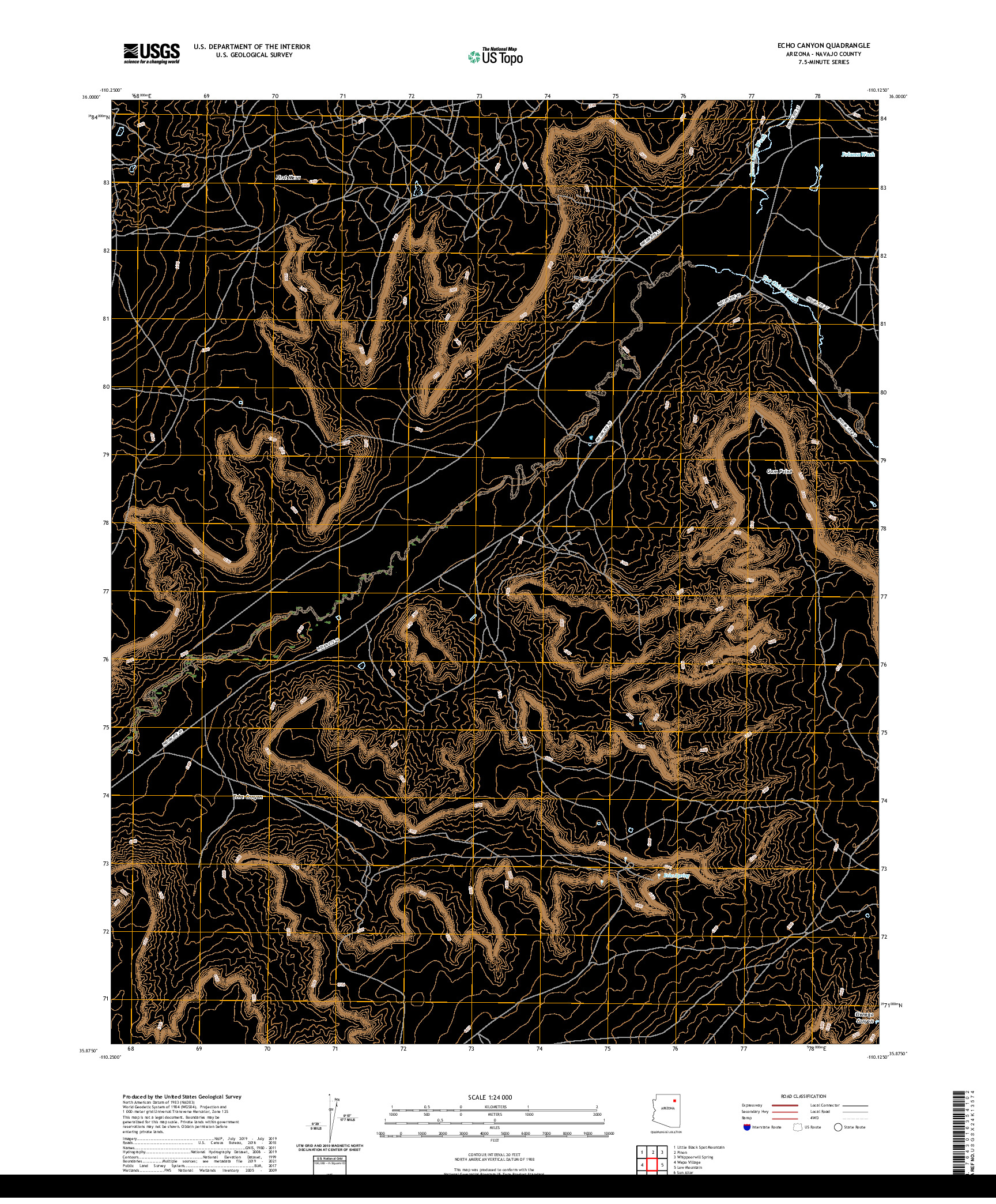 US TOPO 7.5-MINUTE MAP FOR ECHO CANYON, AZ