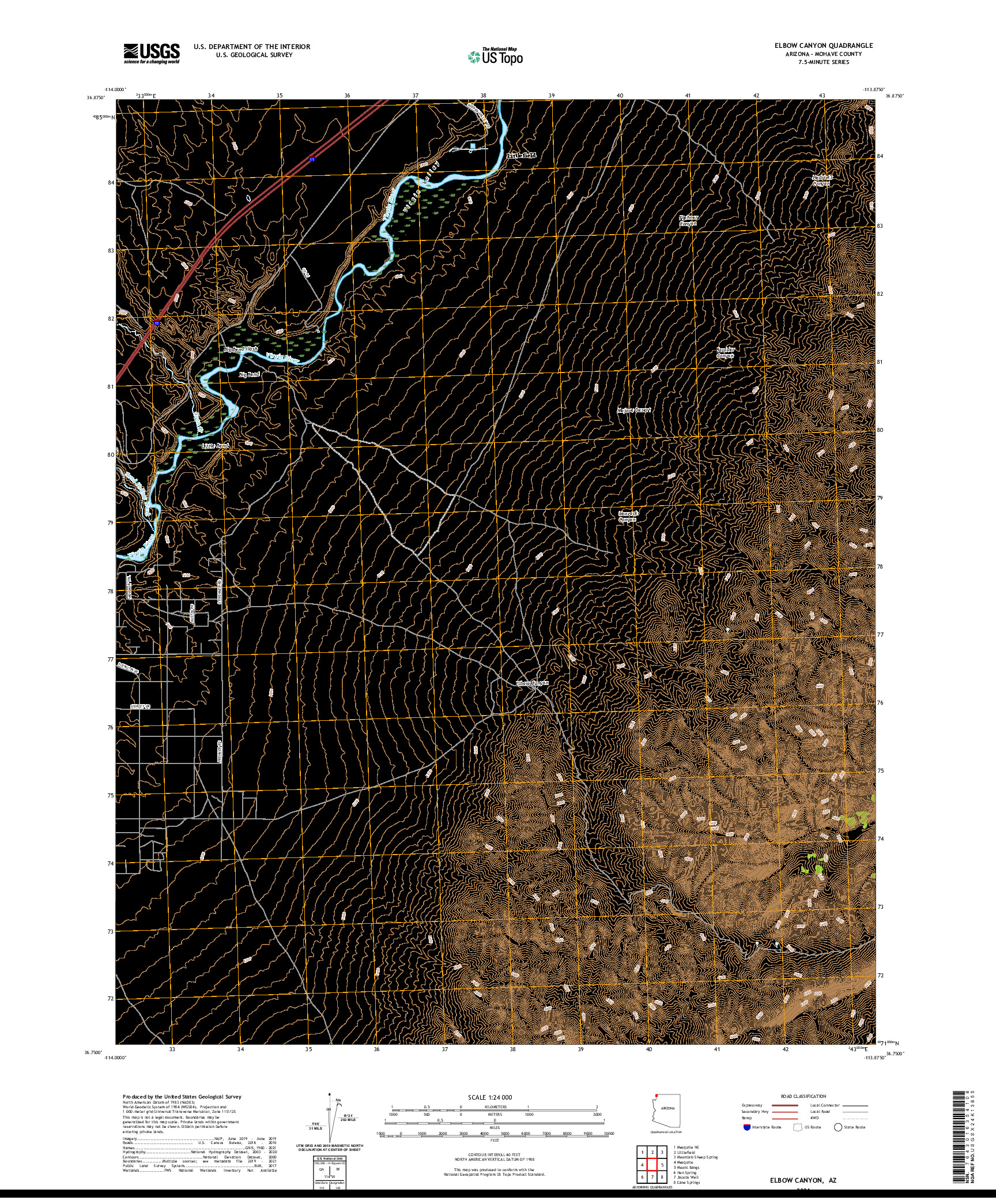 US TOPO 7.5-MINUTE MAP FOR ELBOW CANYON, AZ