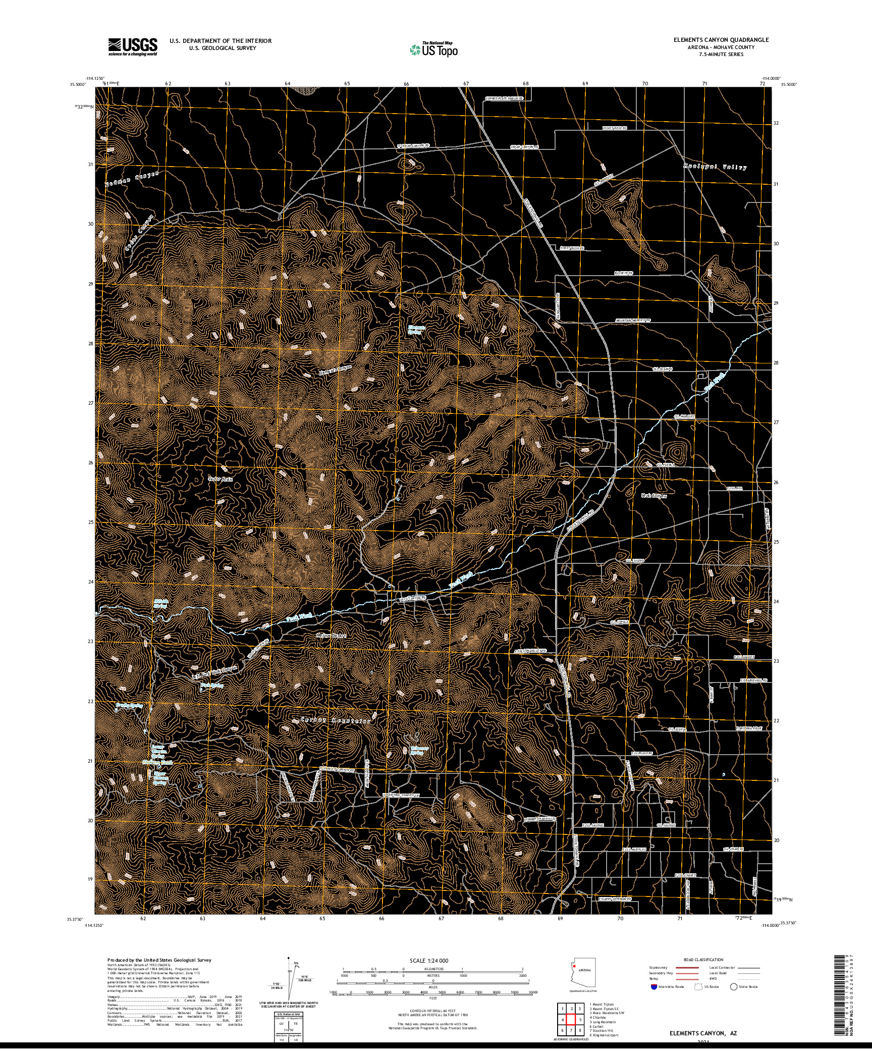 US TOPO 7.5-MINUTE MAP FOR ELEMENTS CANYON, AZ