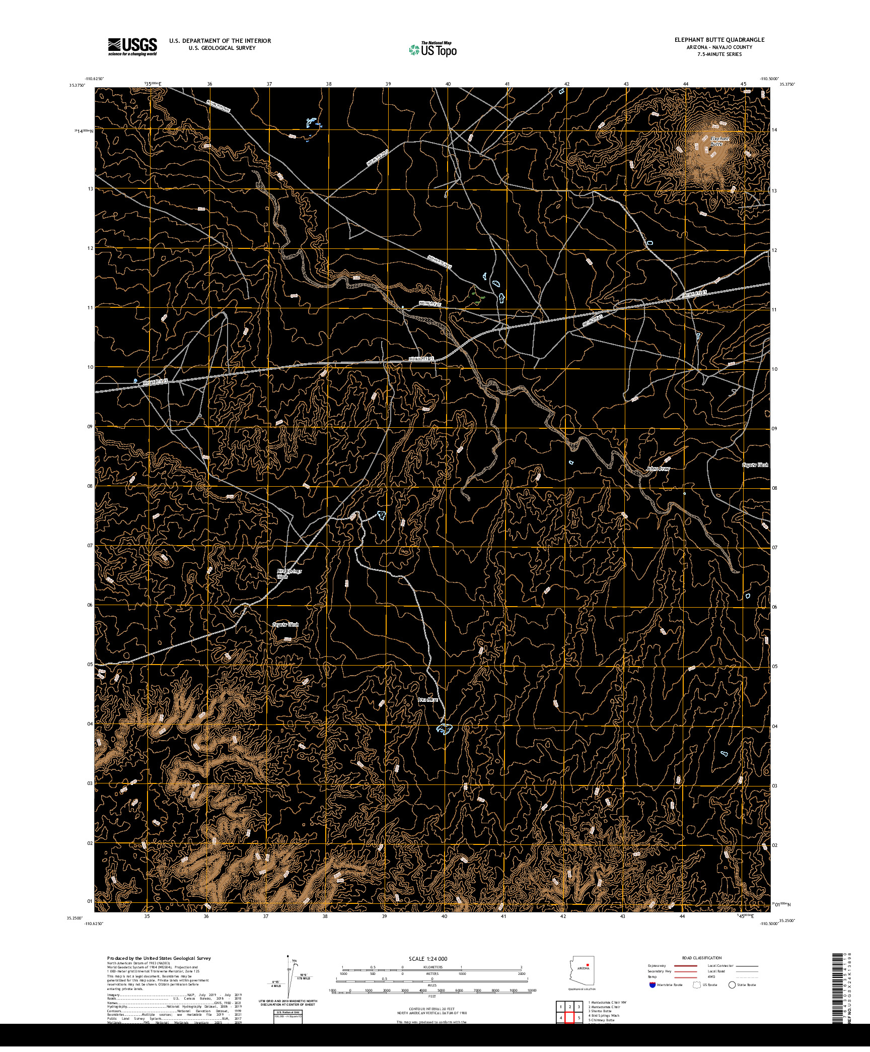 US TOPO 7.5-MINUTE MAP FOR ELEPHANT BUTTE, AZ