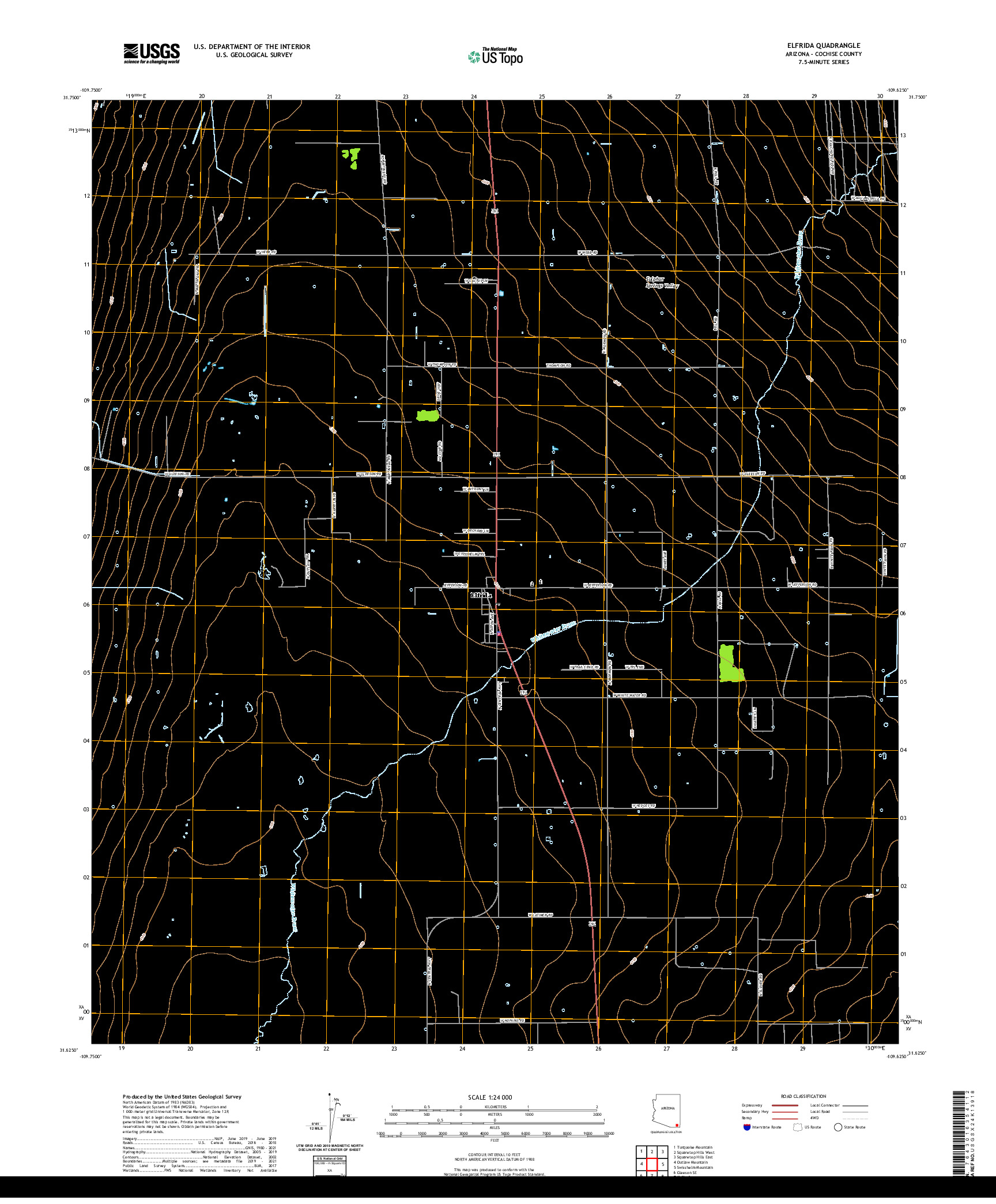 USGS US TOPO 7.5-MINUTE MAP FOR ELFRIDA, AZ 2021