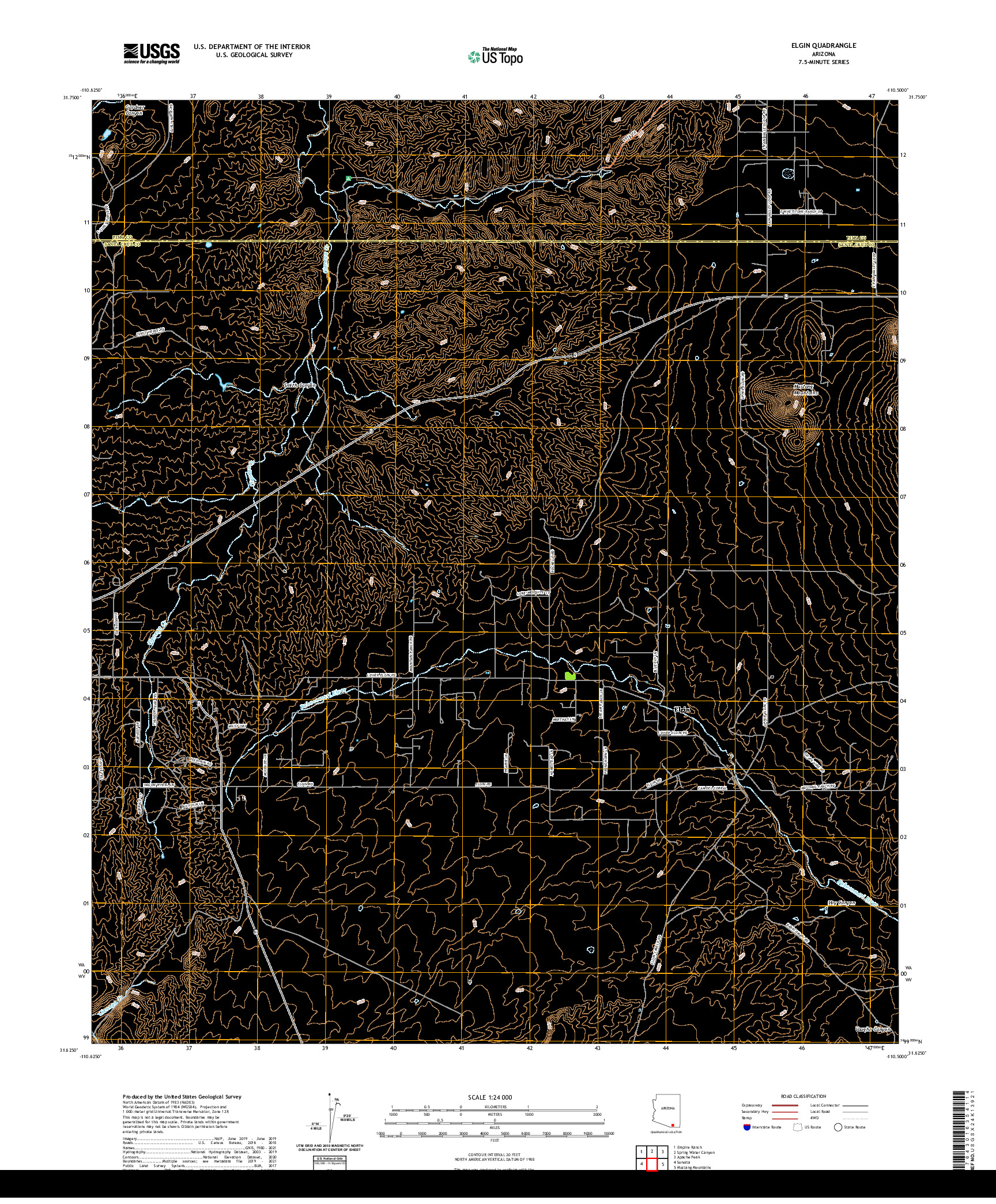 US TOPO 7.5-MINUTE MAP FOR ELGIN, AZ