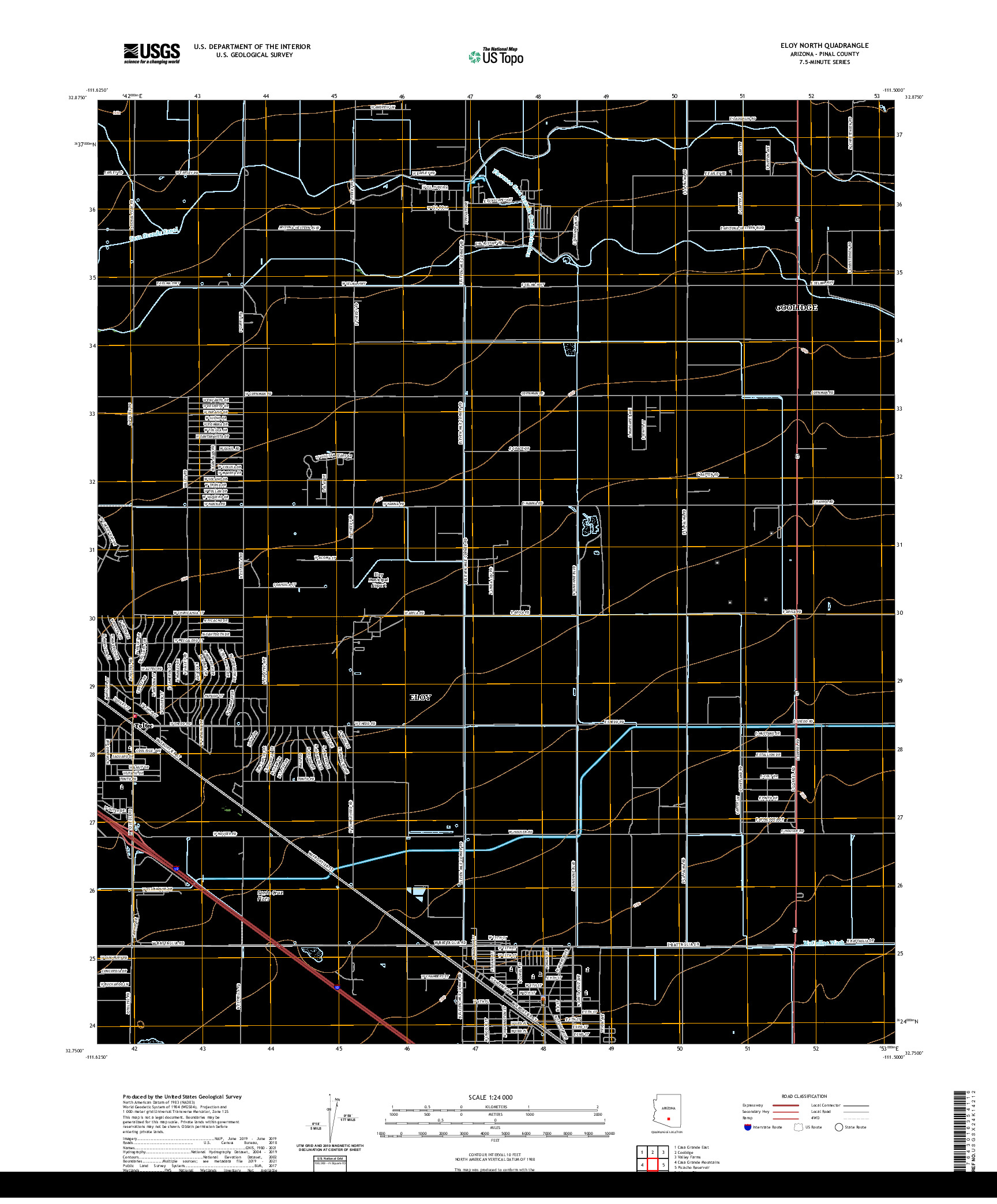 US TOPO 7.5-MINUTE MAP FOR ELOY NORTH, AZ