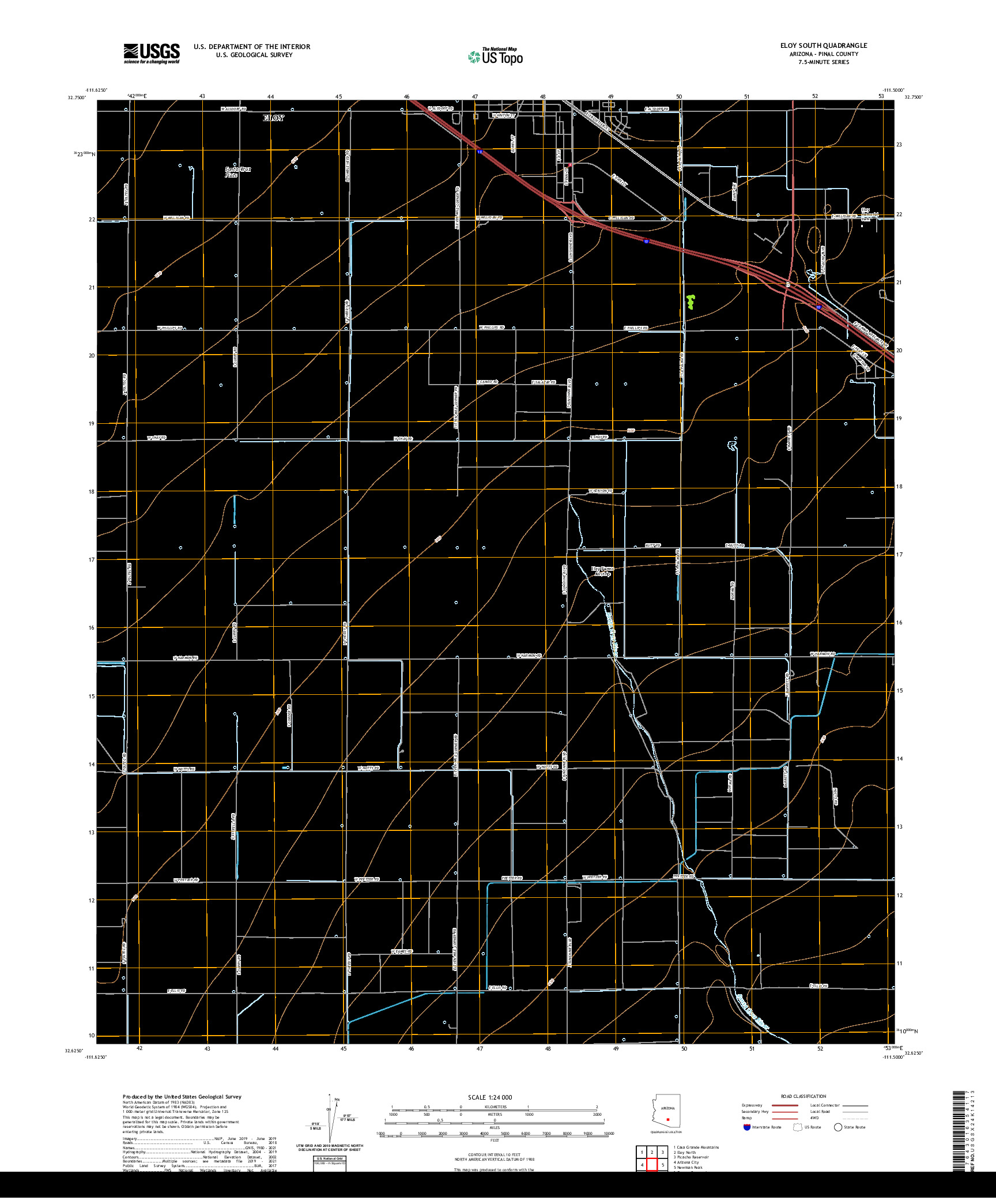 US TOPO 7.5-MINUTE MAP FOR ELOY SOUTH, AZ