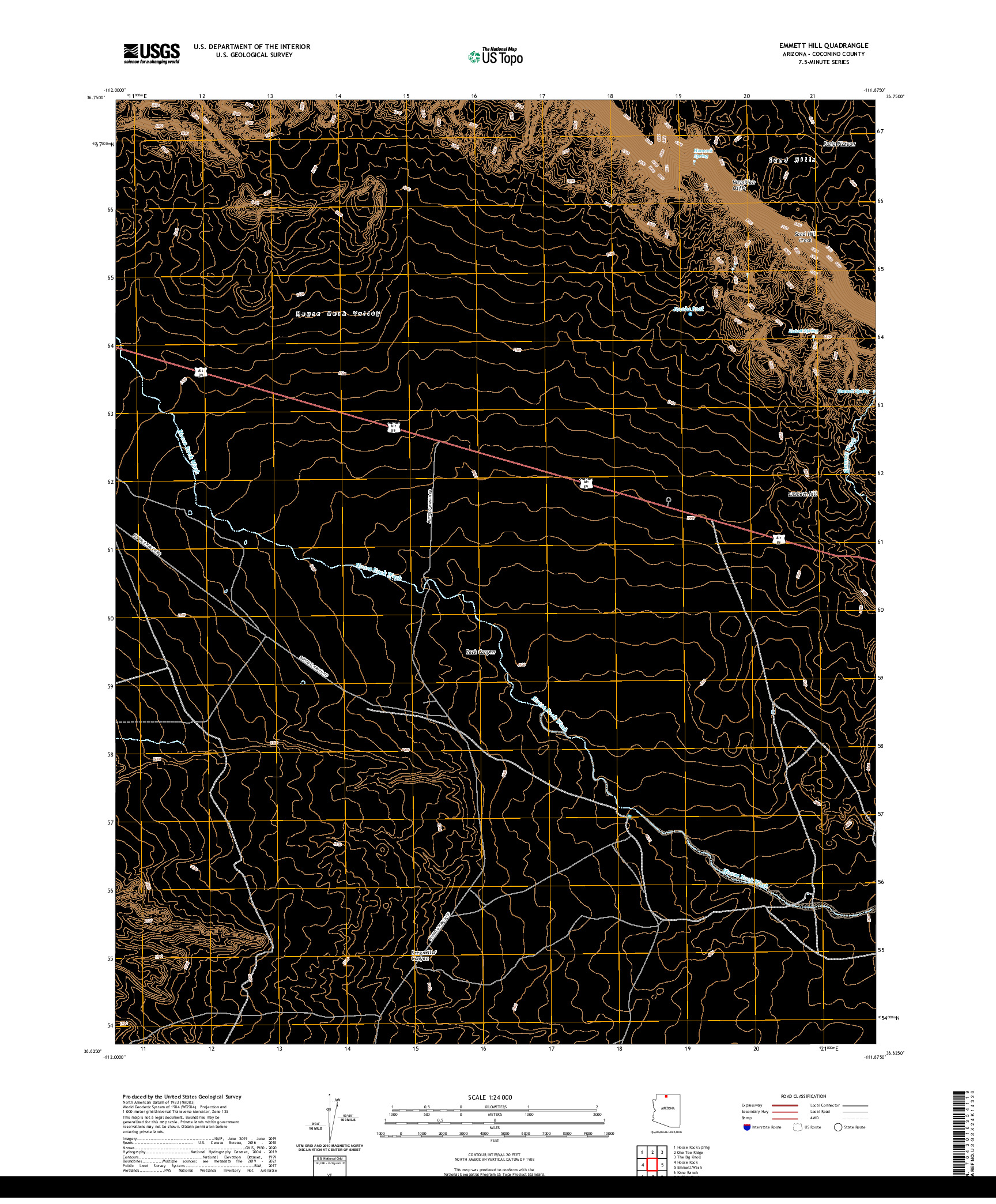 US TOPO 7.5-MINUTE MAP FOR EMMETT HILL, AZ