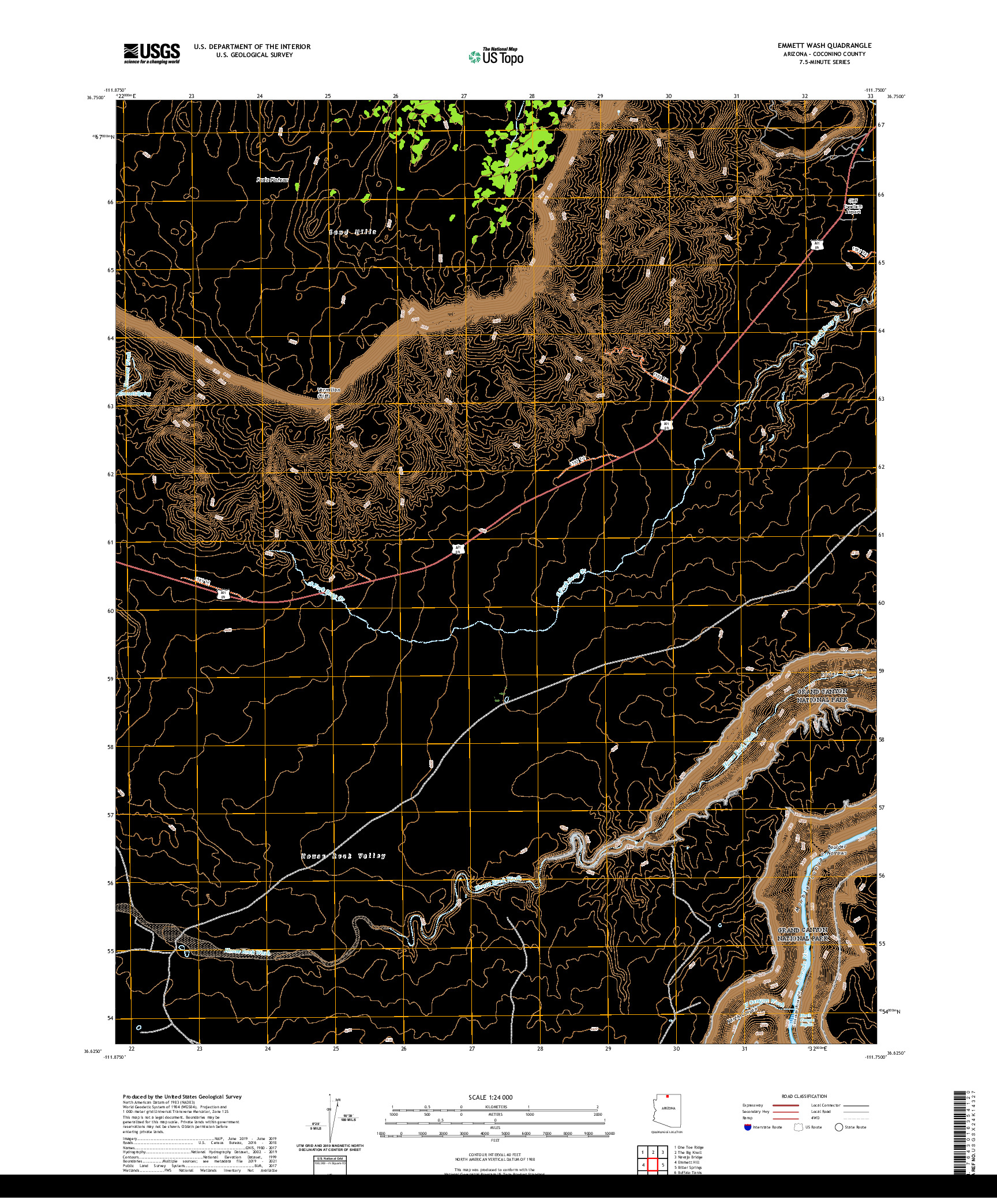 US TOPO 7.5-MINUTE MAP FOR EMMETT WASH, AZ