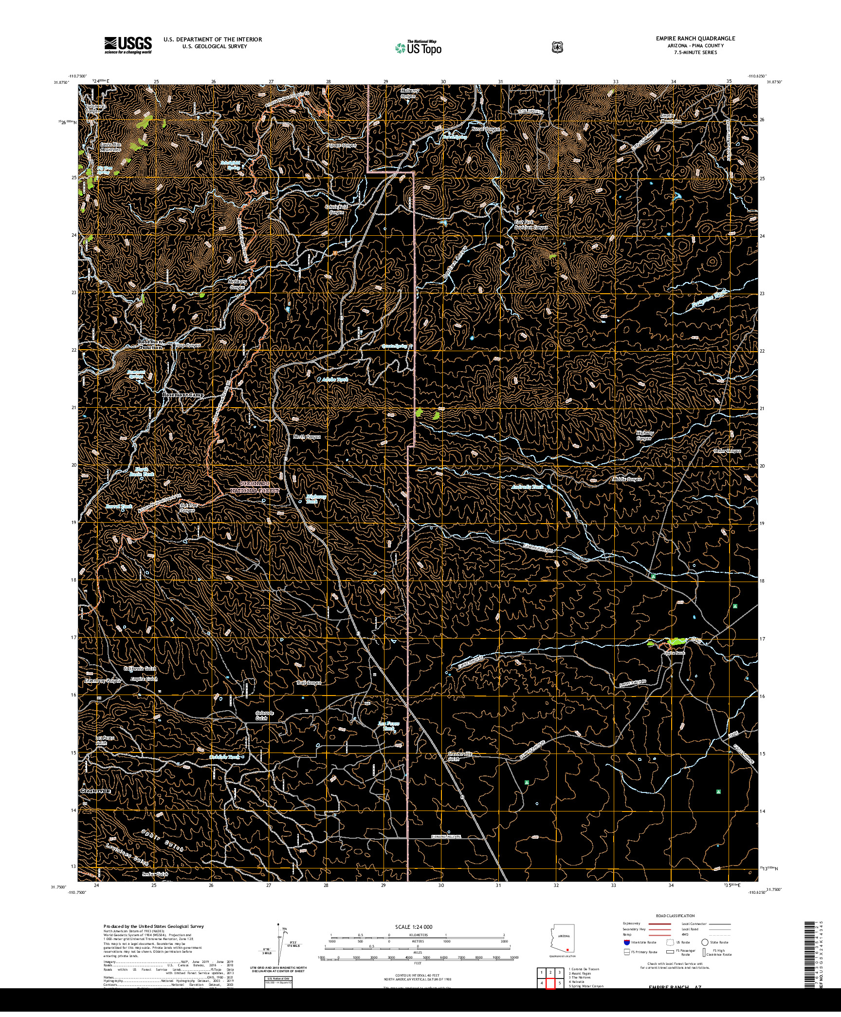 US TOPO 7.5-MINUTE MAP FOR EMPIRE RANCH, AZ