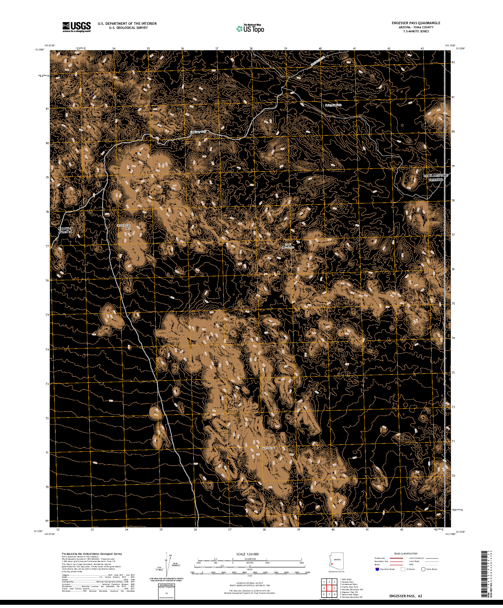 US TOPO 7.5-MINUTE MAP FOR ENGESSER PASS, AZ