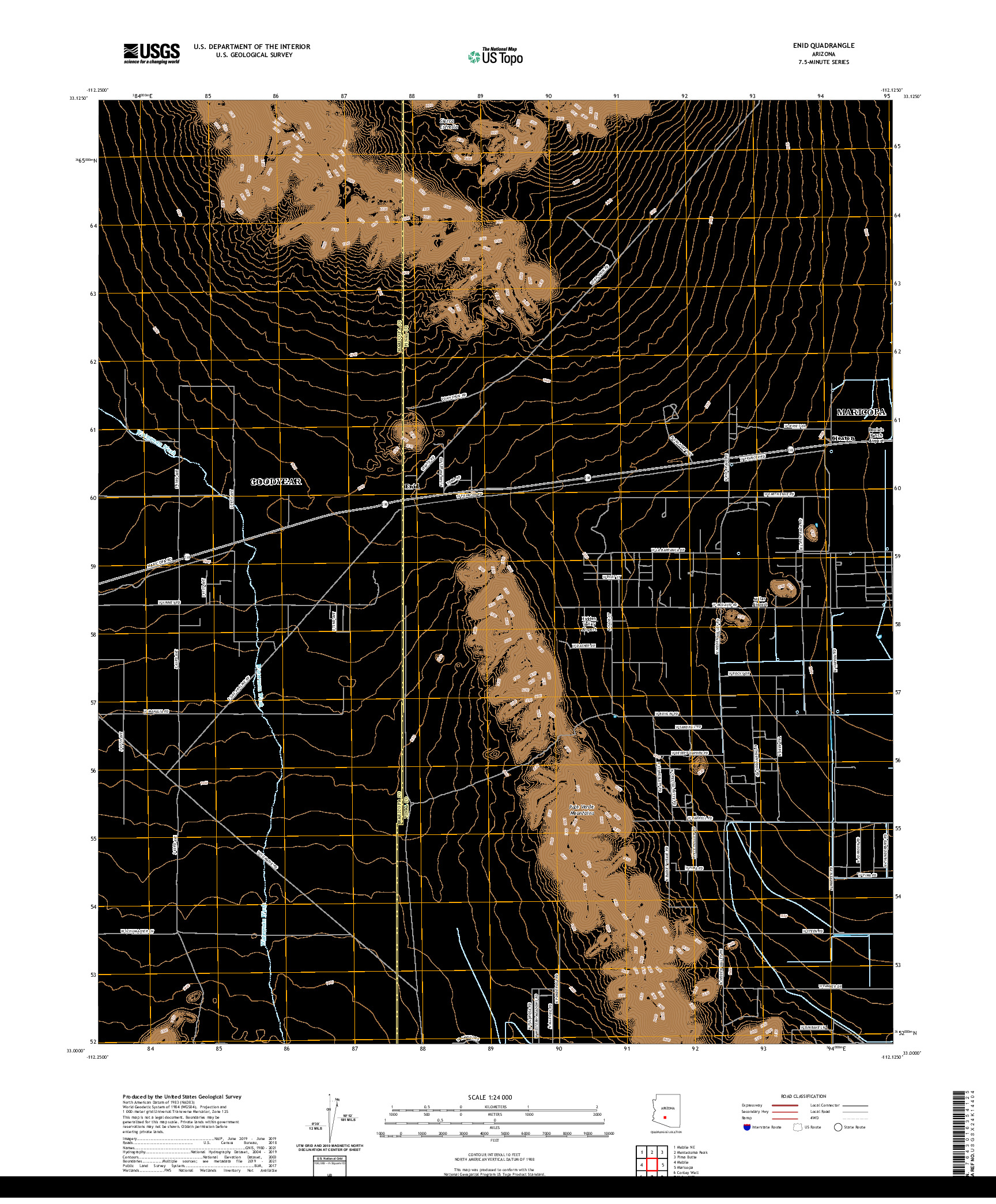 US TOPO 7.5-MINUTE MAP FOR ENID, AZ