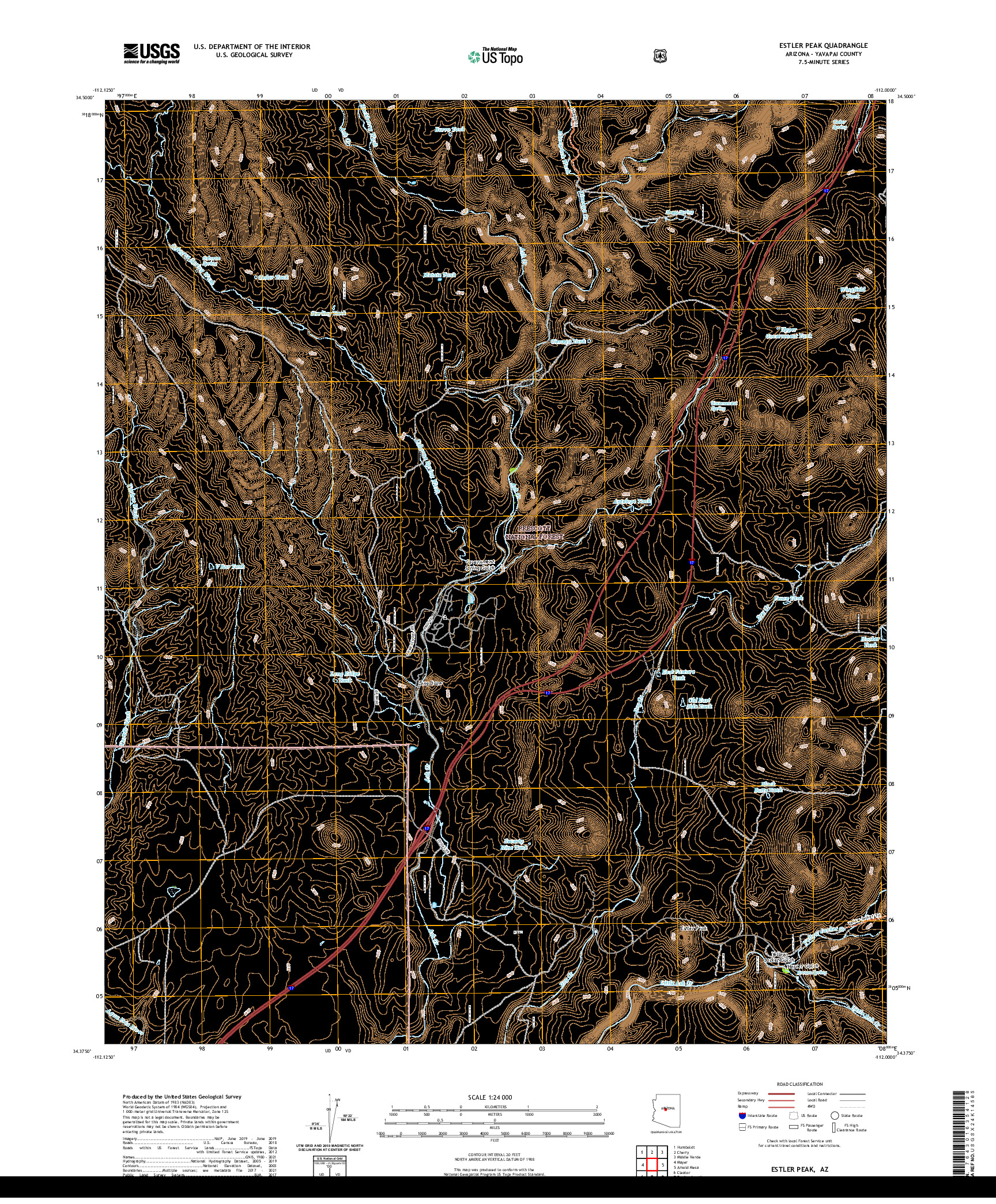 US TOPO 7.5-MINUTE MAP FOR ESTLER PEAK, AZ
