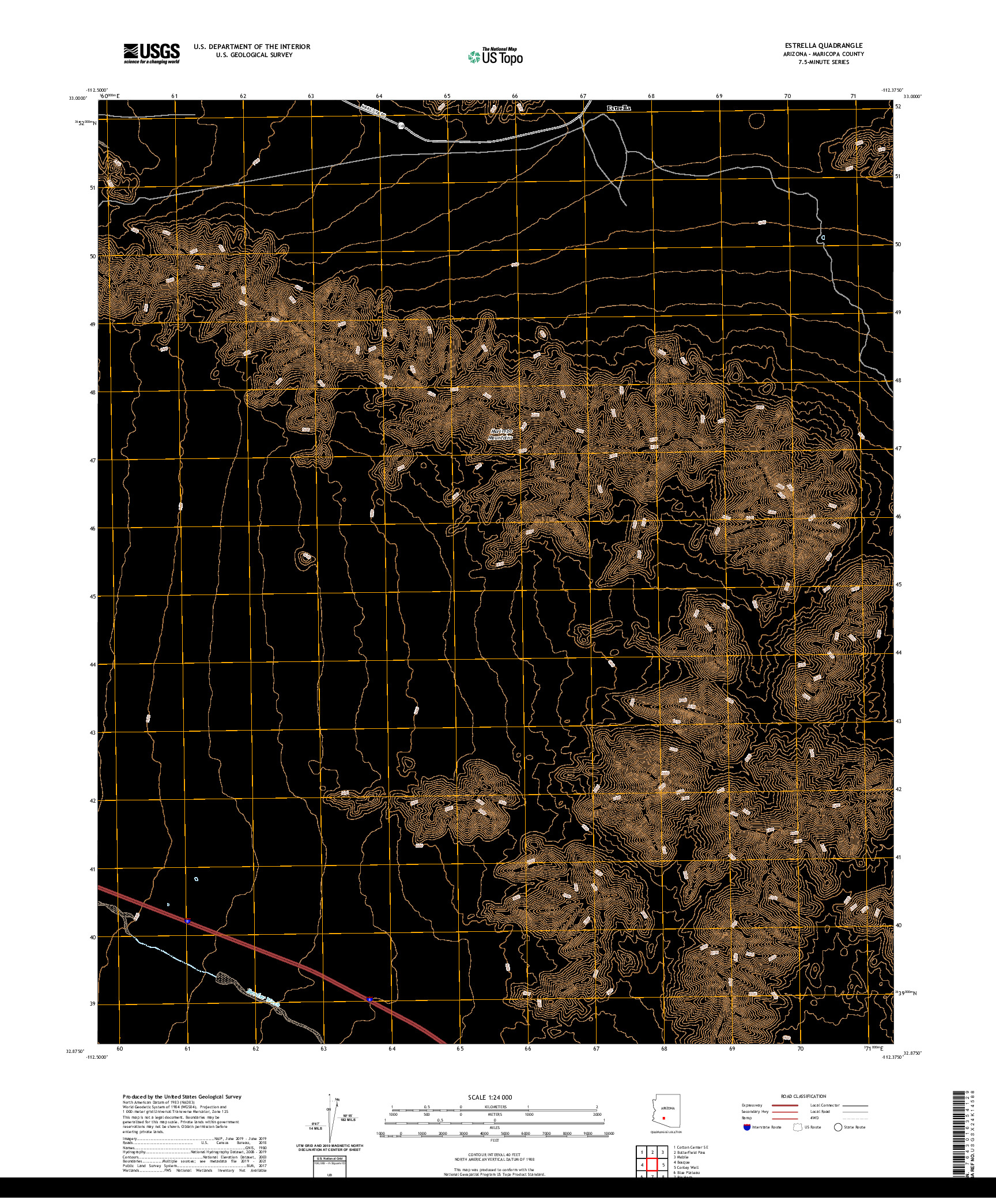 US TOPO 7.5-MINUTE MAP FOR ESTRELLA, AZ