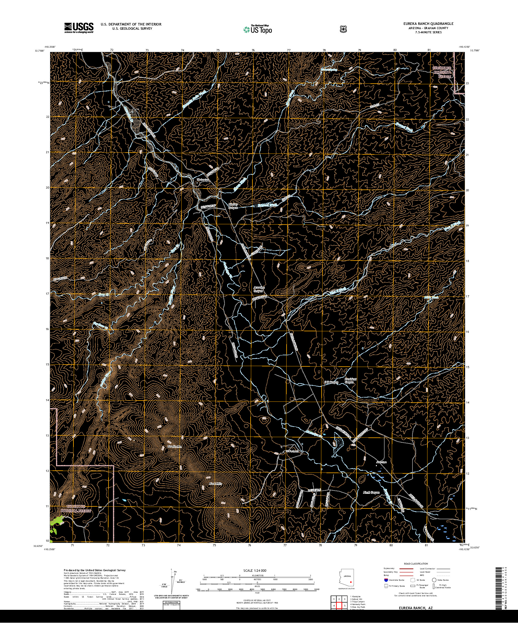 US TOPO 7.5-MINUTE MAP FOR EUREKA RANCH, AZ