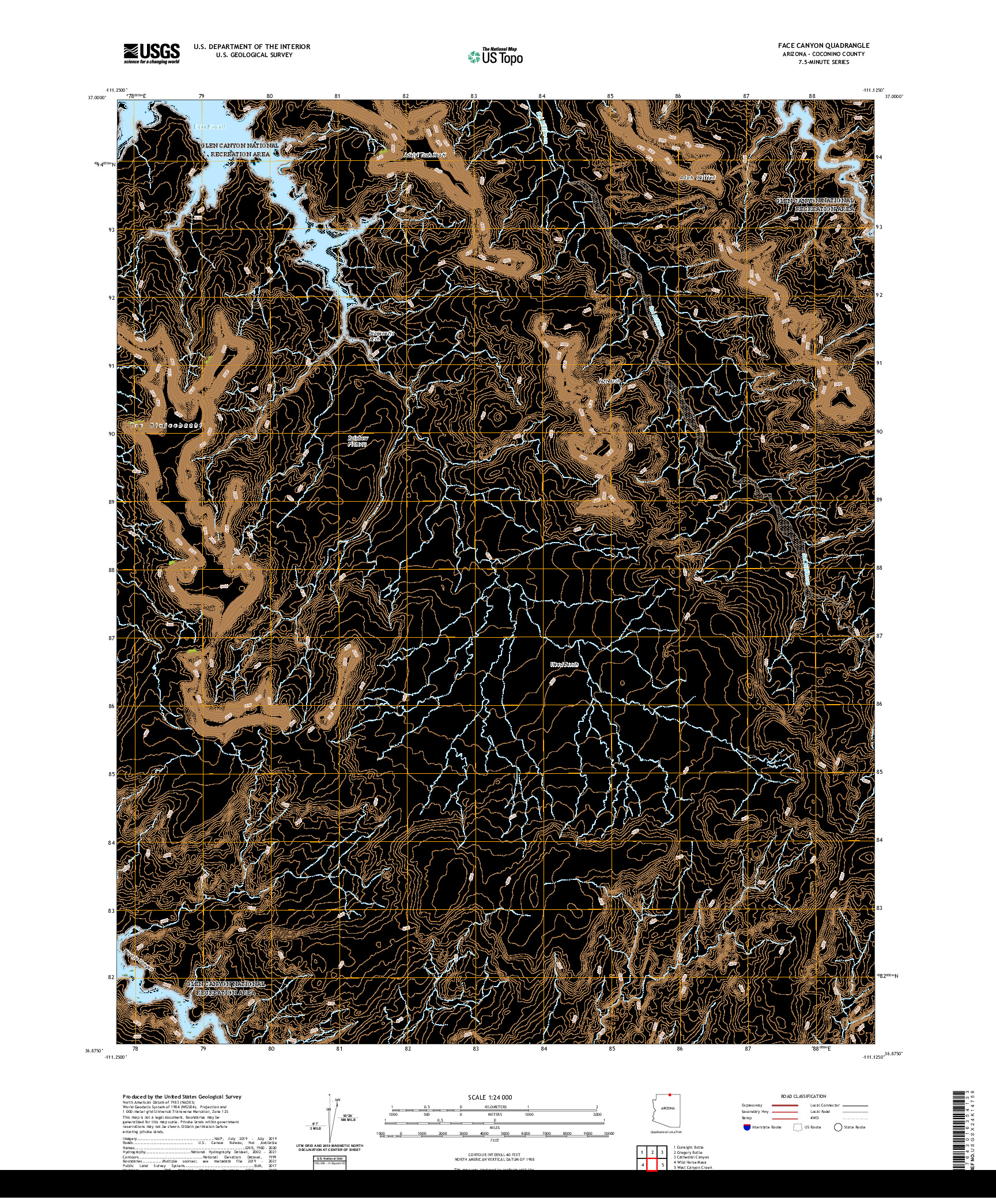 US TOPO 7.5-MINUTE MAP FOR FACE CANYON, AZ
