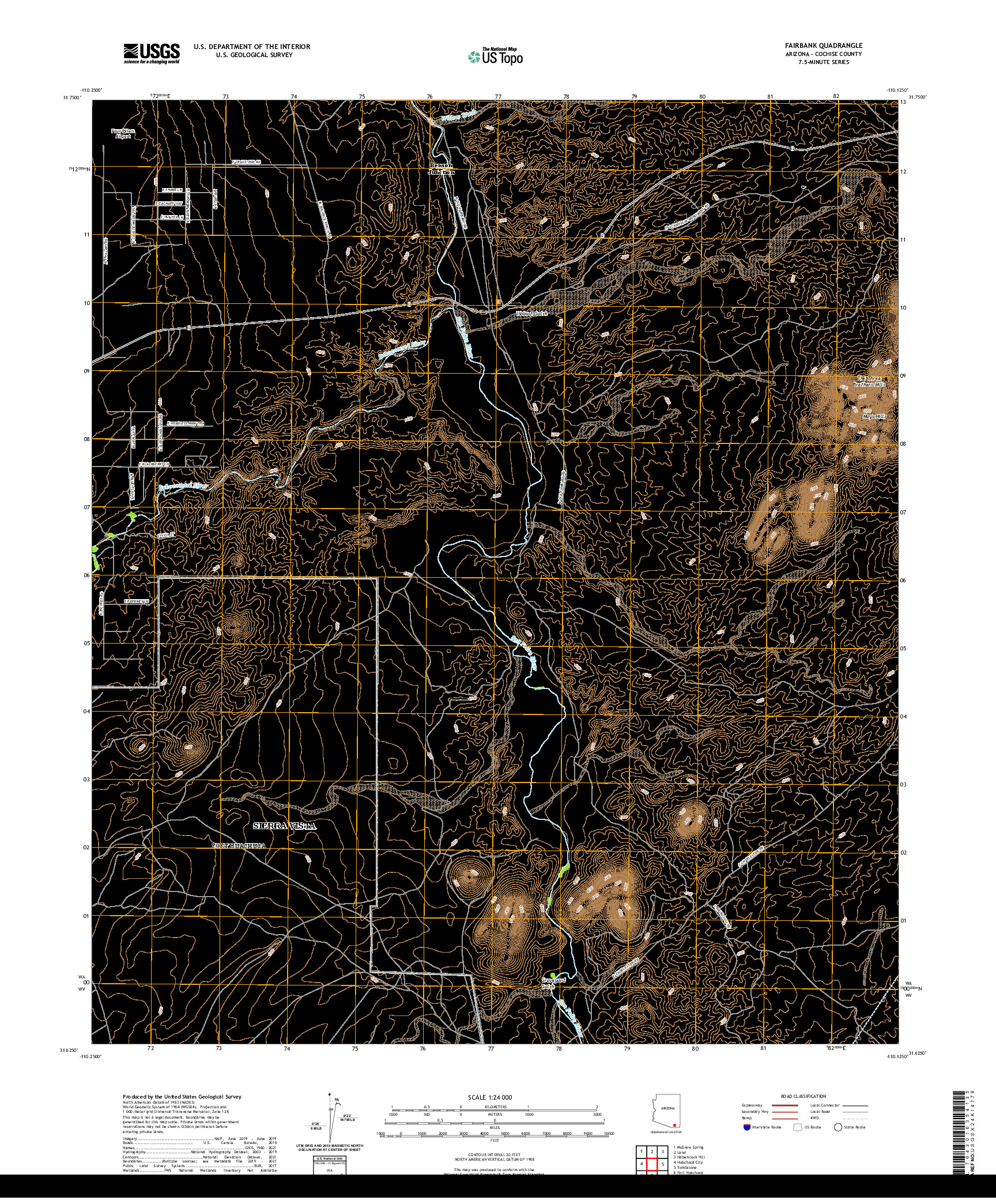 US TOPO 7.5-MINUTE MAP FOR FAIRBANK, AZ