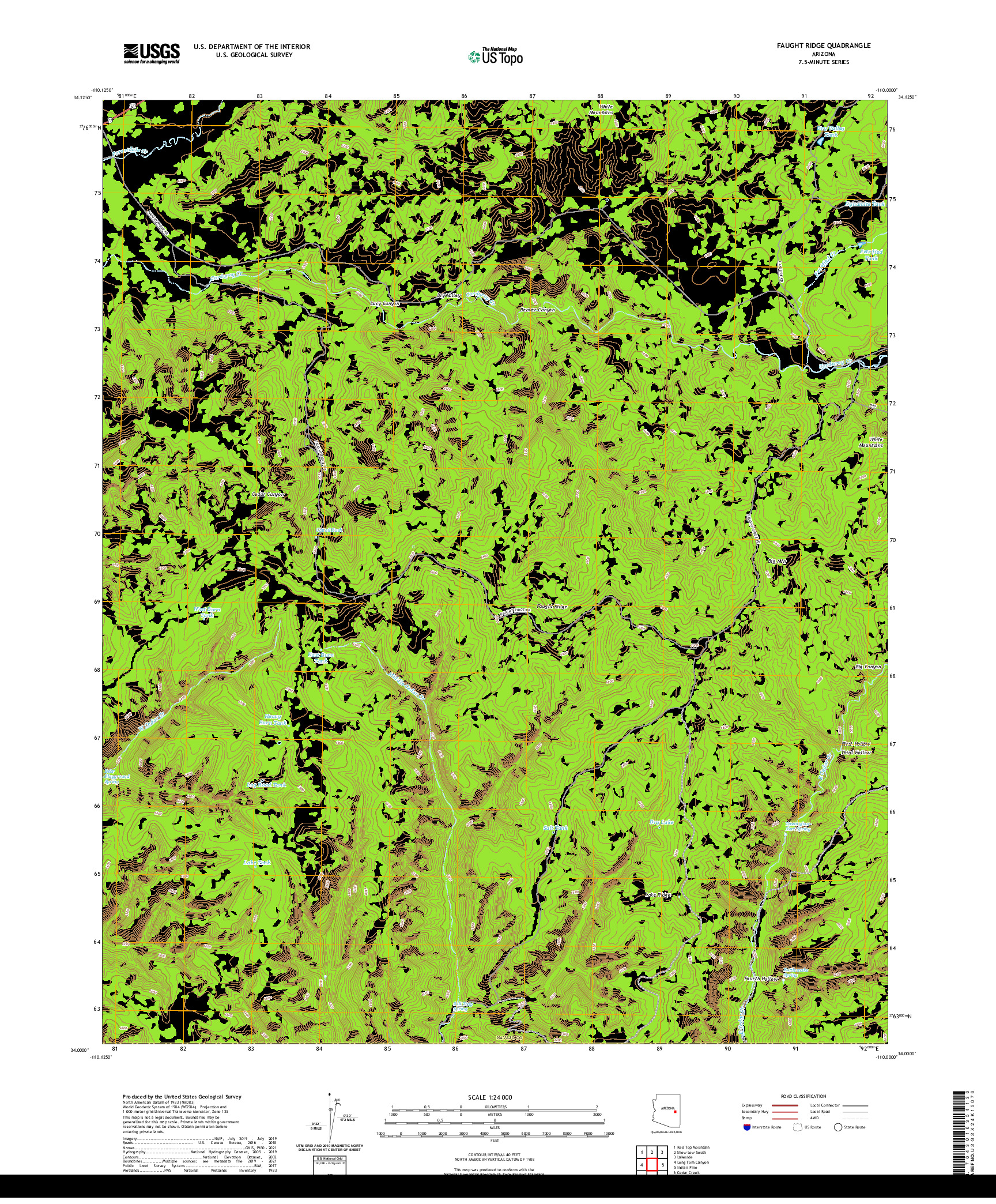 US TOPO 7.5-MINUTE MAP FOR FAUGHT RIDGE, AZ