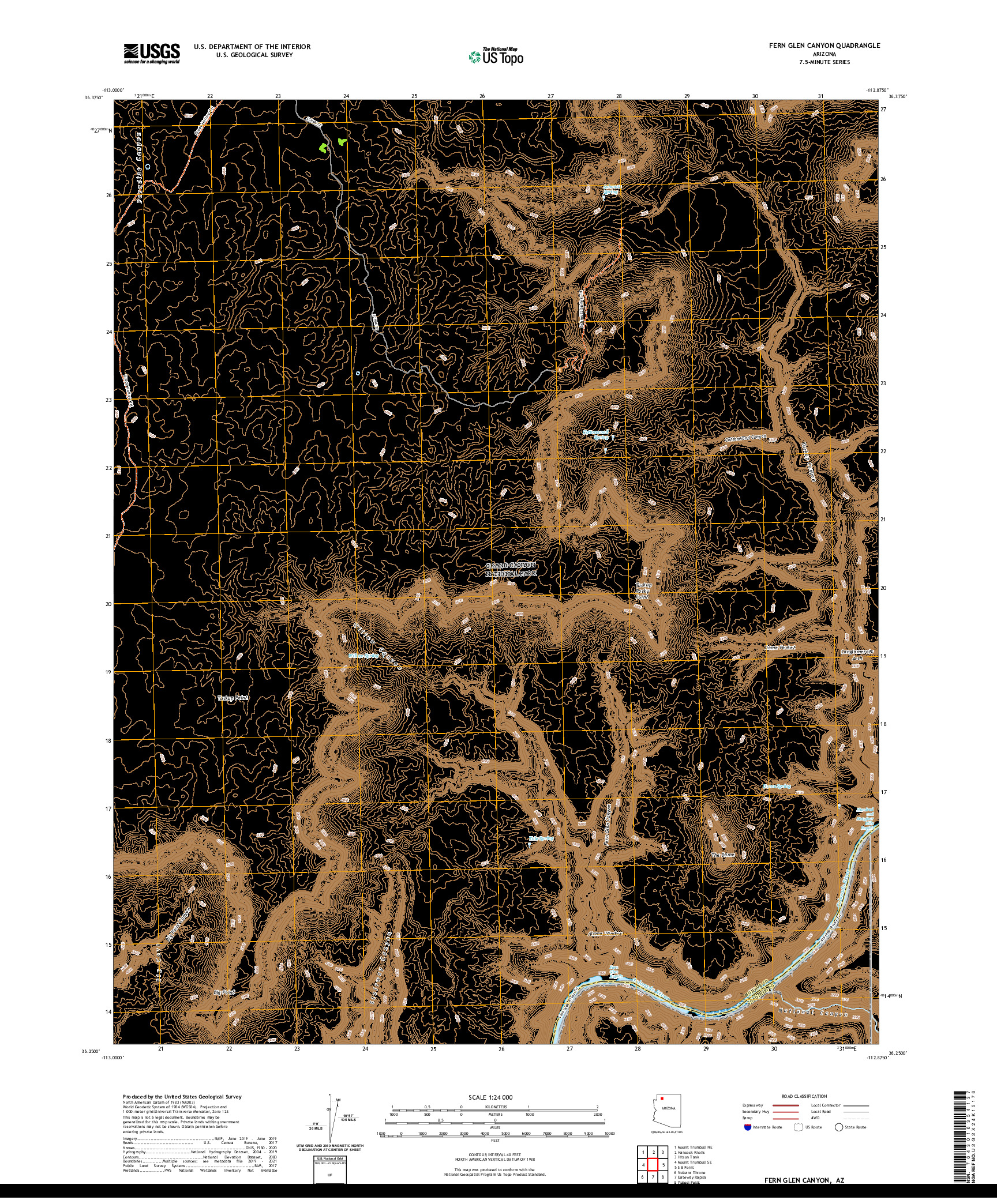 US TOPO 7.5-MINUTE MAP FOR FERN GLEN CANYON, AZ