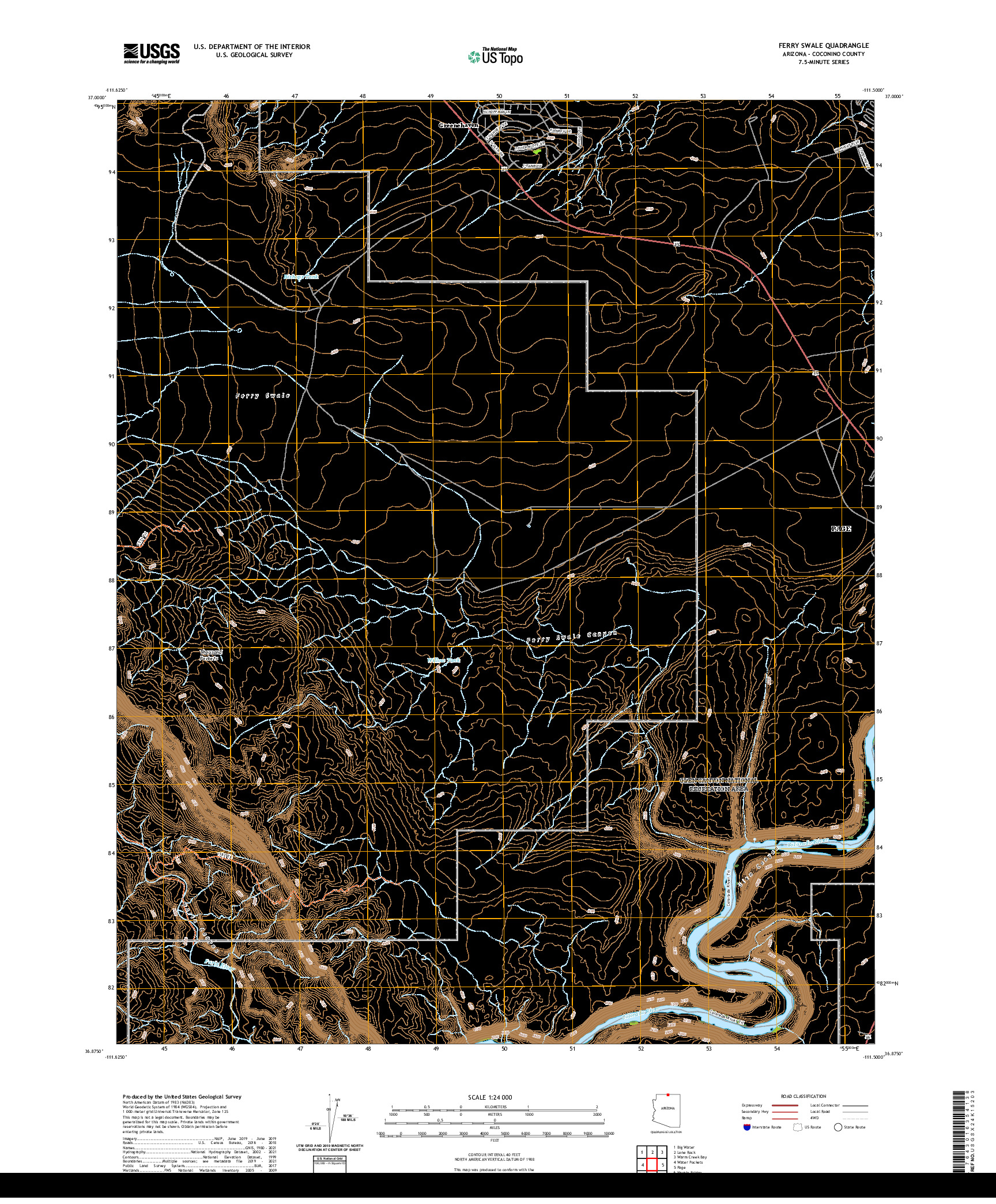 US TOPO 7.5-MINUTE MAP FOR FERRY SWALE, AZ