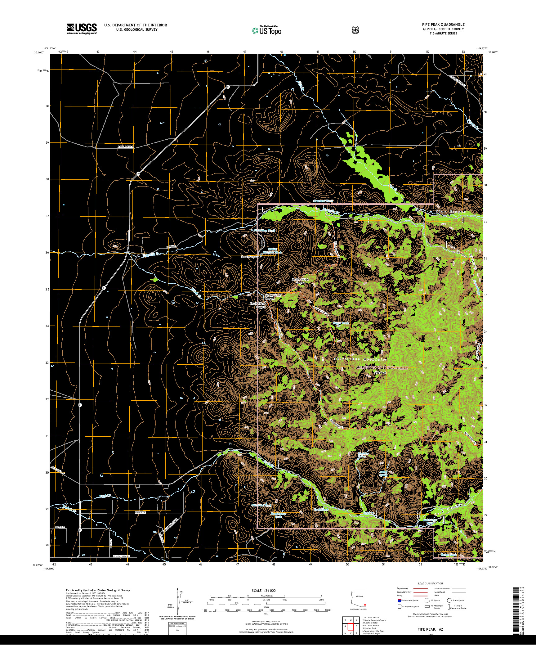USGS US TOPO 7.5-MINUTE MAP FOR FIFE PEAK, AZ 2021
