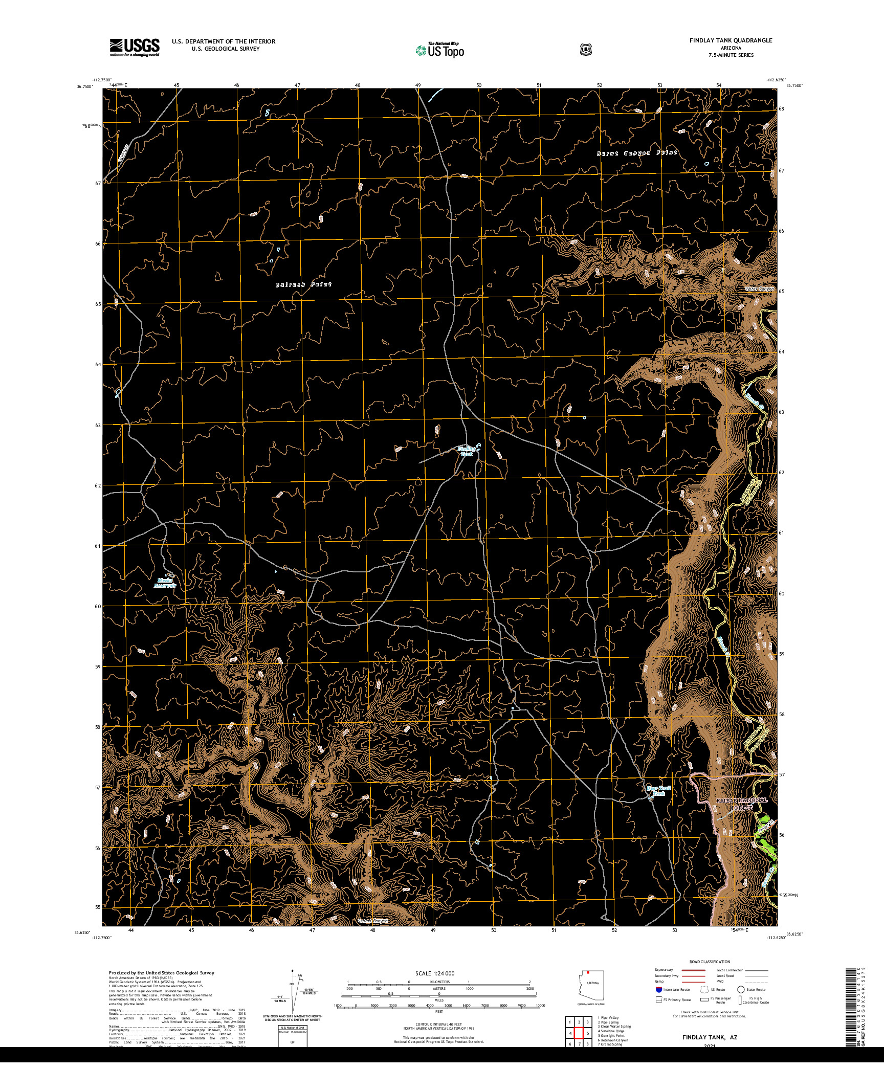 US TOPO 7.5-MINUTE MAP FOR FINDLAY TANK, AZ