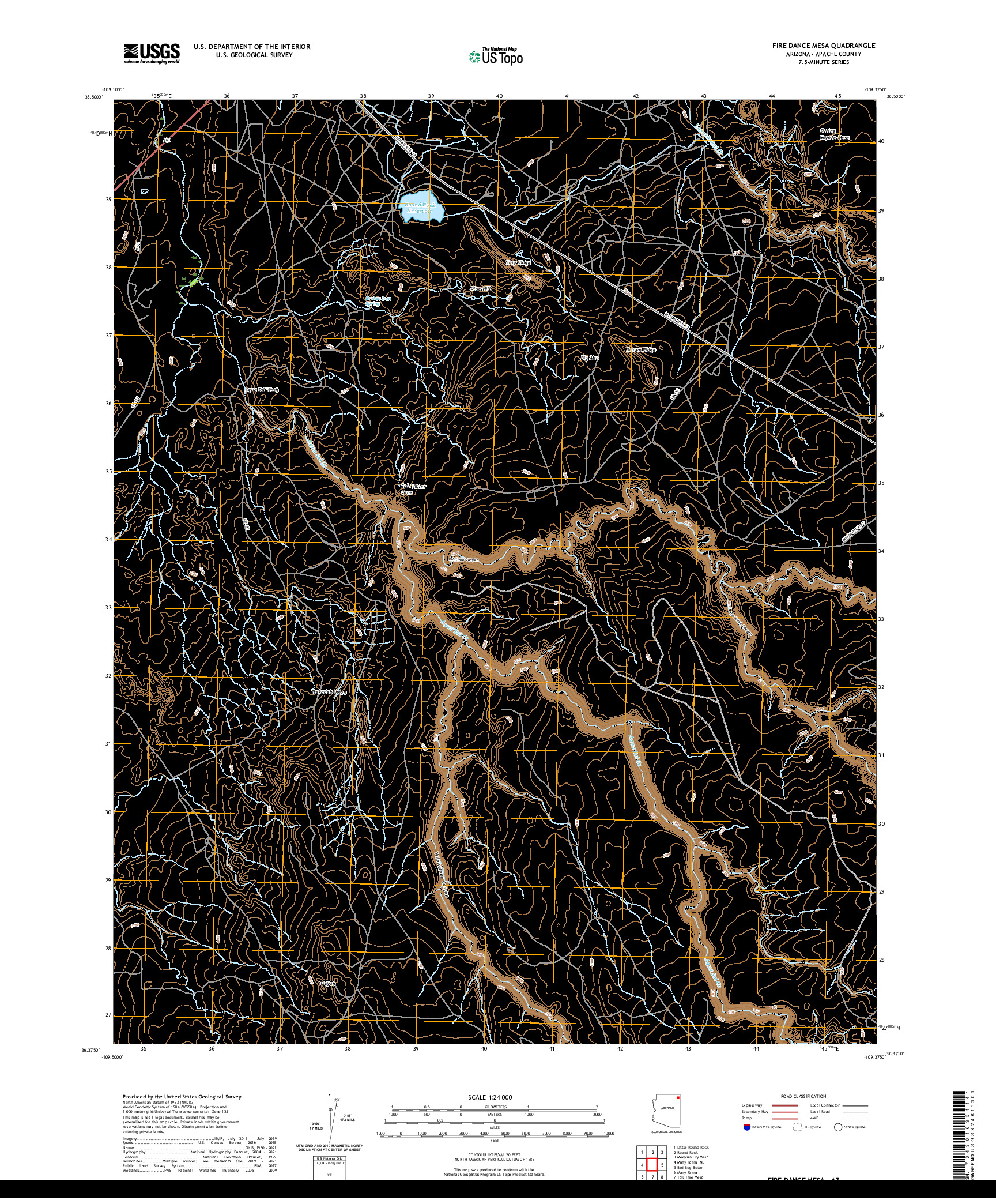 US TOPO 7.5-MINUTE MAP FOR FIRE DANCE MESA, AZ