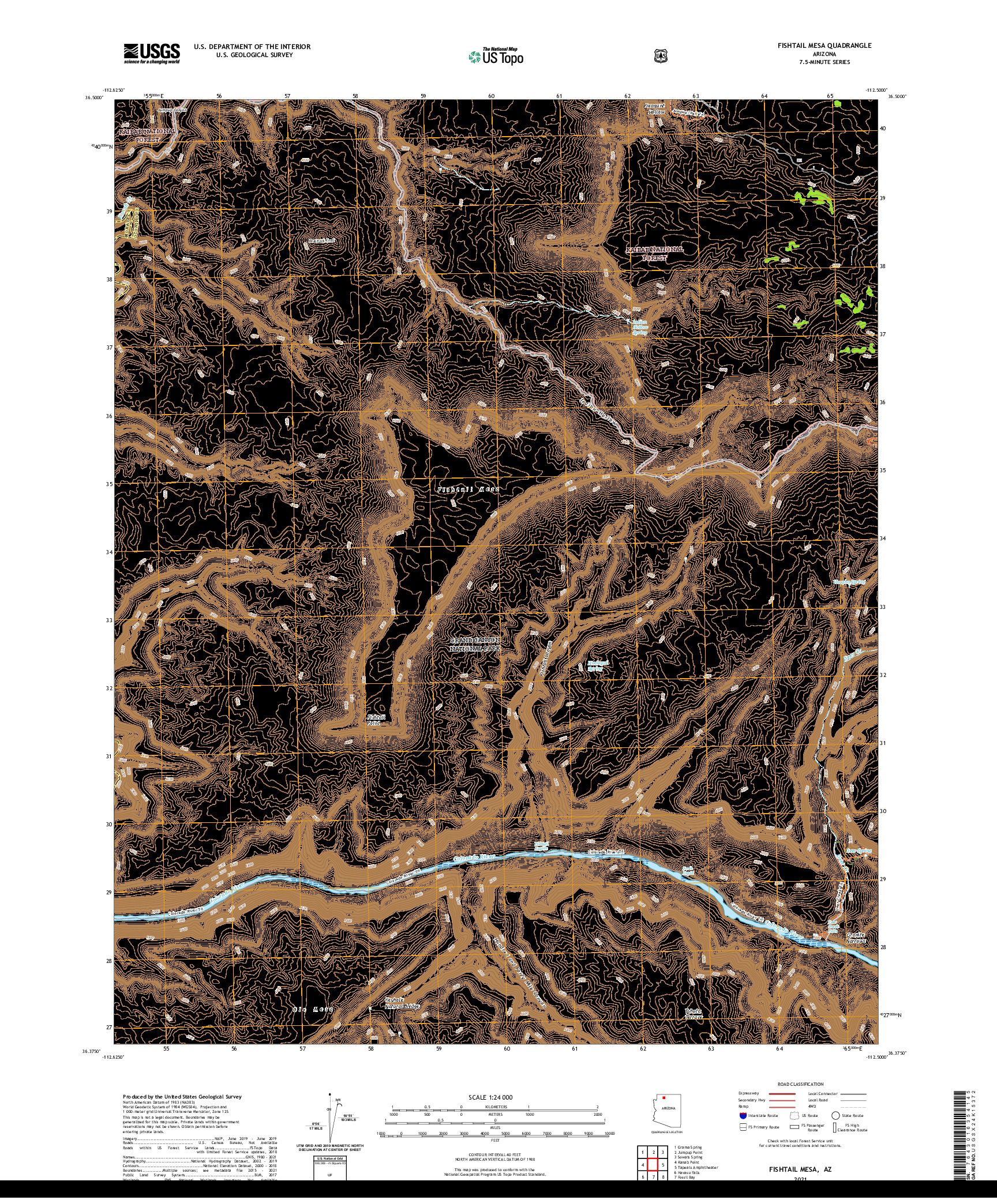 US TOPO 7.5-MINUTE MAP FOR FISHTAIL MESA, AZ