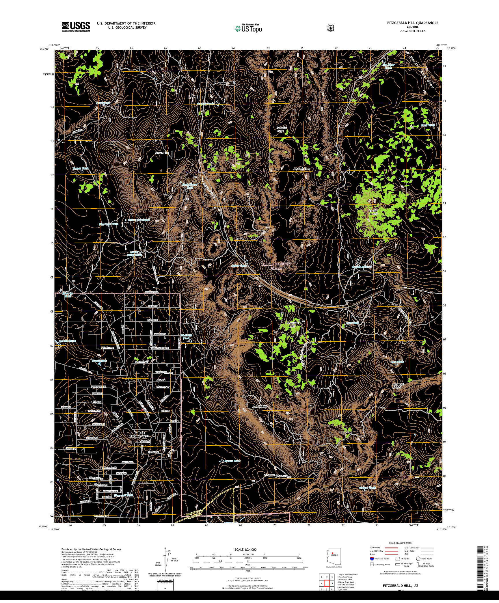 US TOPO 7.5-MINUTE MAP FOR FITZGERALD HILL, AZ