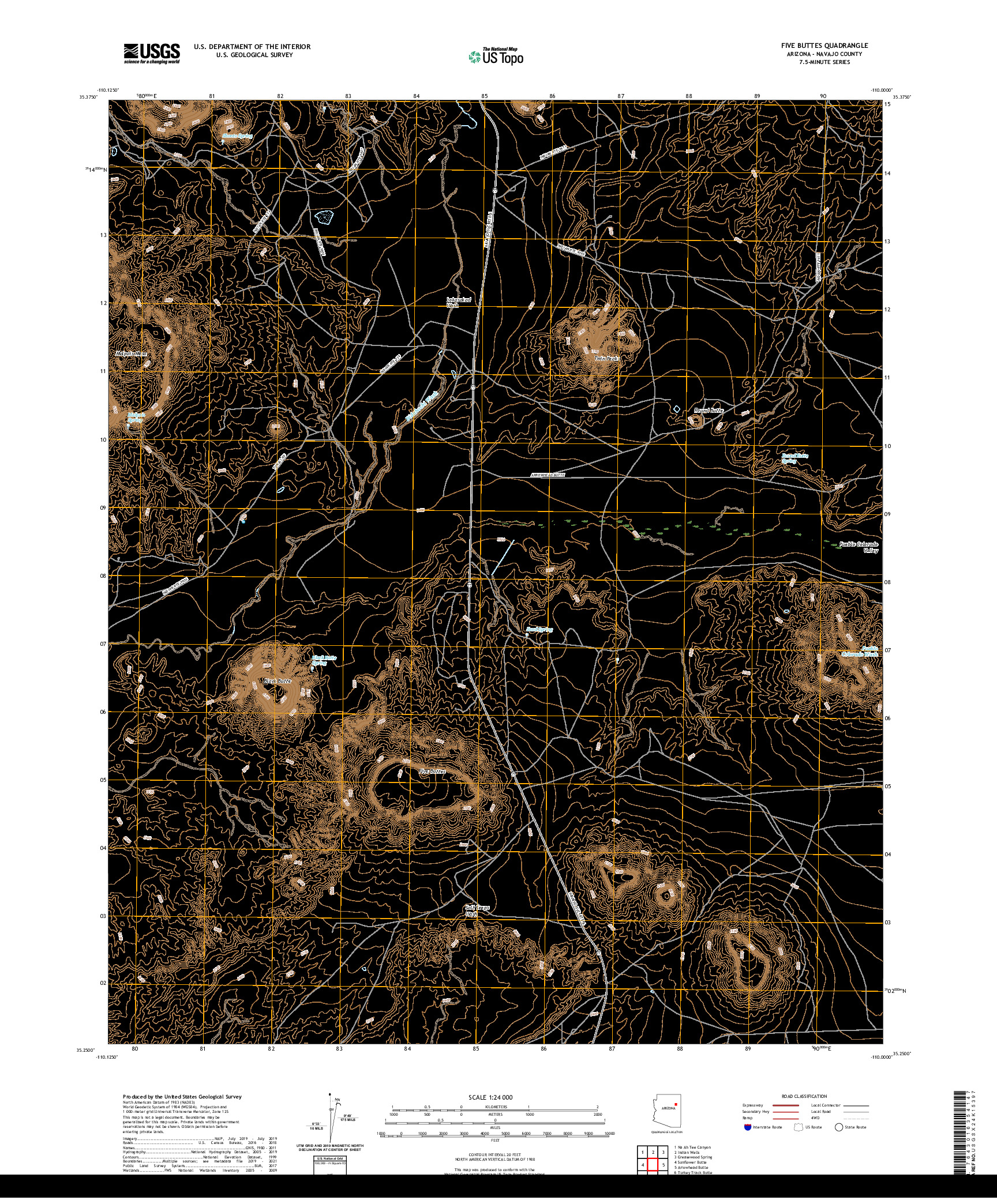 US TOPO 7.5-MINUTE MAP FOR FIVE BUTTES, AZ