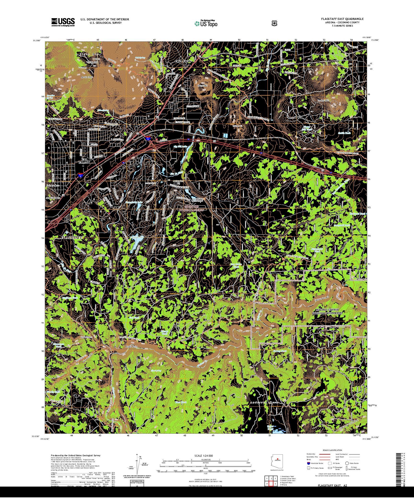 US TOPO 7.5-MINUTE MAP FOR FLAGSTAFF EAST, AZ