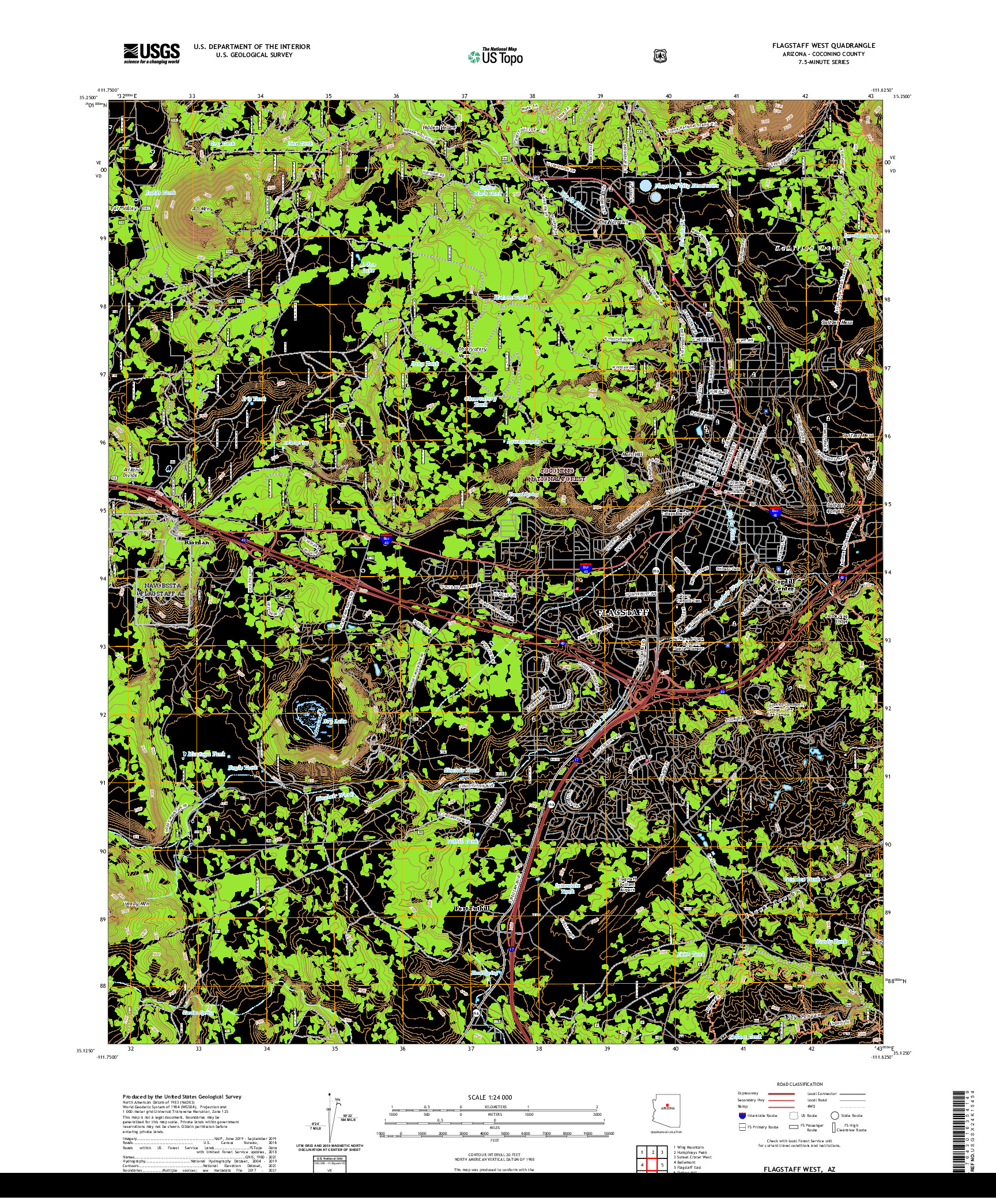 US TOPO 7.5-MINUTE MAP FOR FLAGSTAFF WEST, AZ