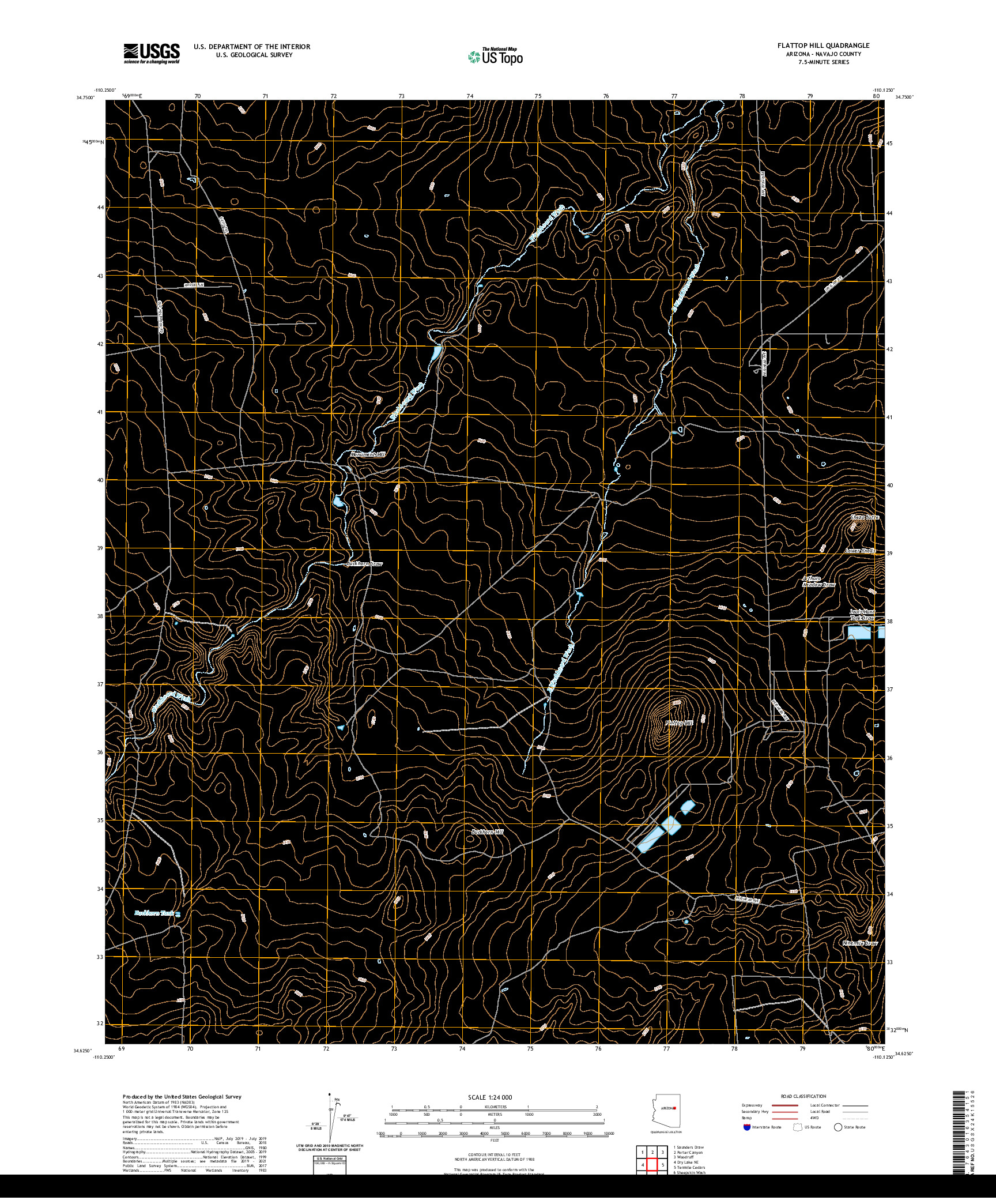 US TOPO 7.5-MINUTE MAP FOR FLATTOP HILL, AZ
