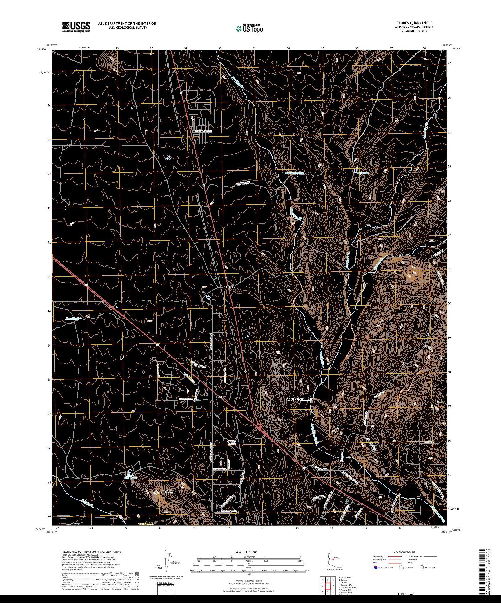 US TOPO 7.5-MINUTE MAP FOR FLORES, AZ