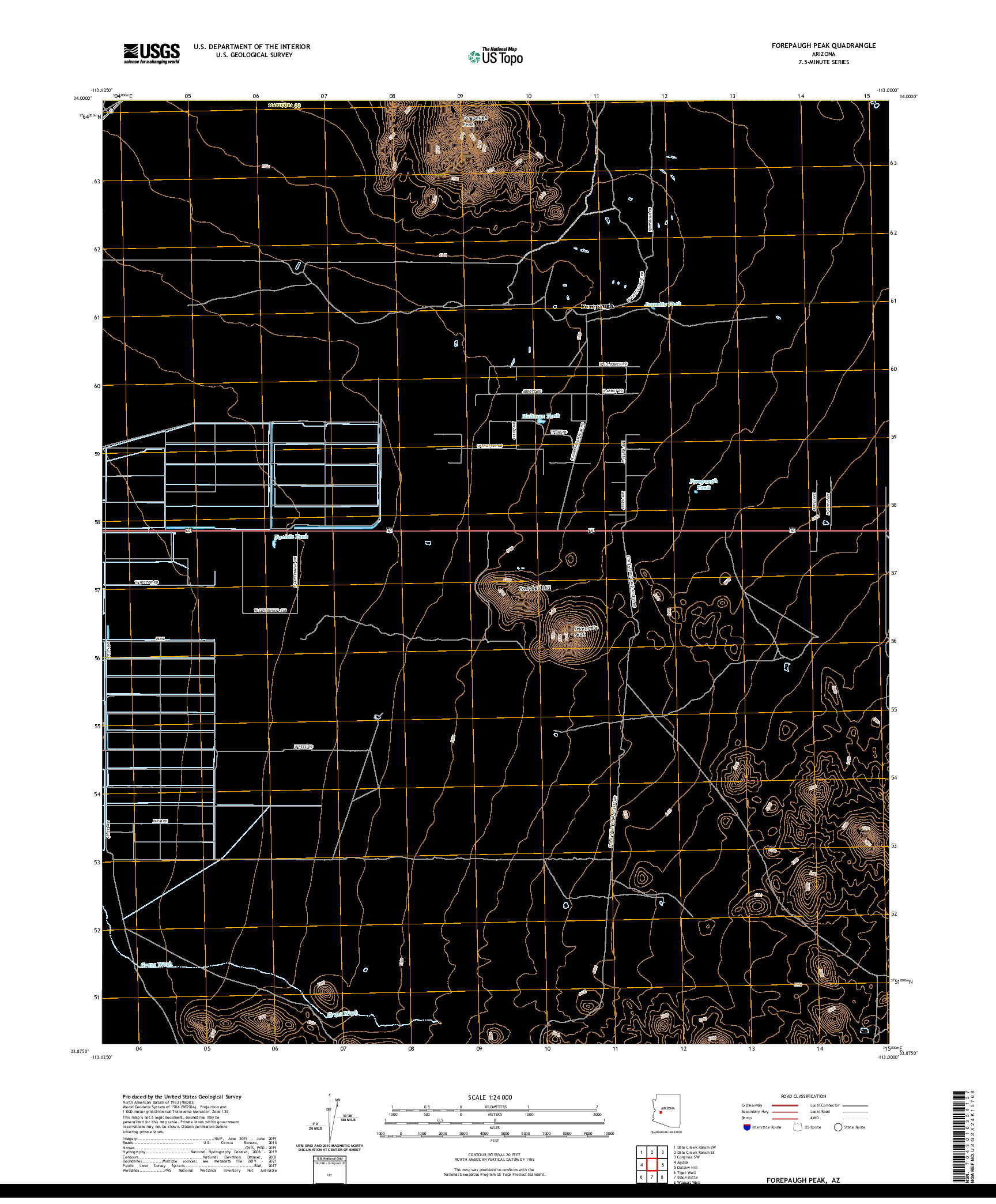 US TOPO 7.5-MINUTE MAP FOR FOREPAUGH PEAK, AZ