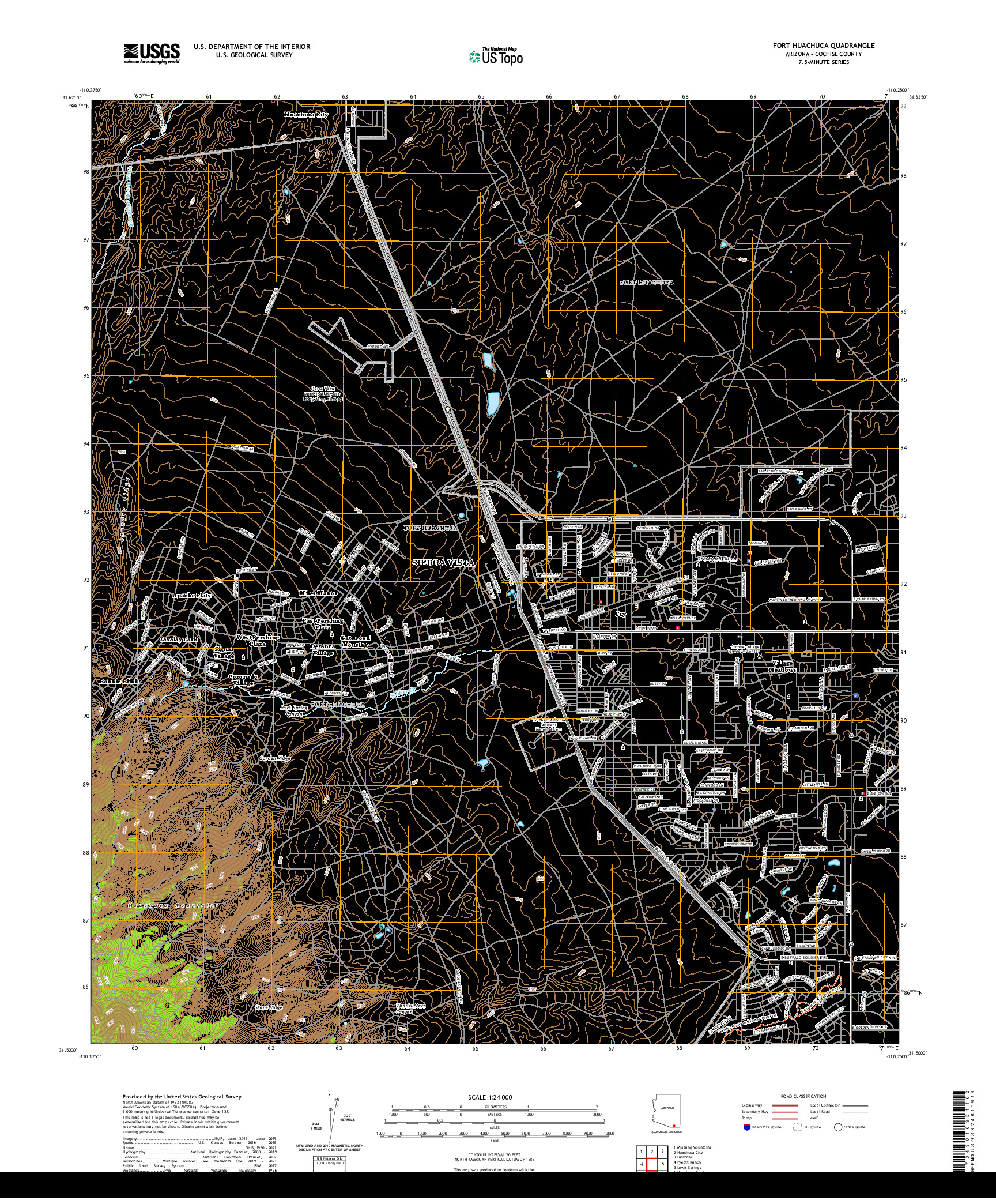 US TOPO 7.5-MINUTE MAP FOR FORT HUACHUCA, AZ