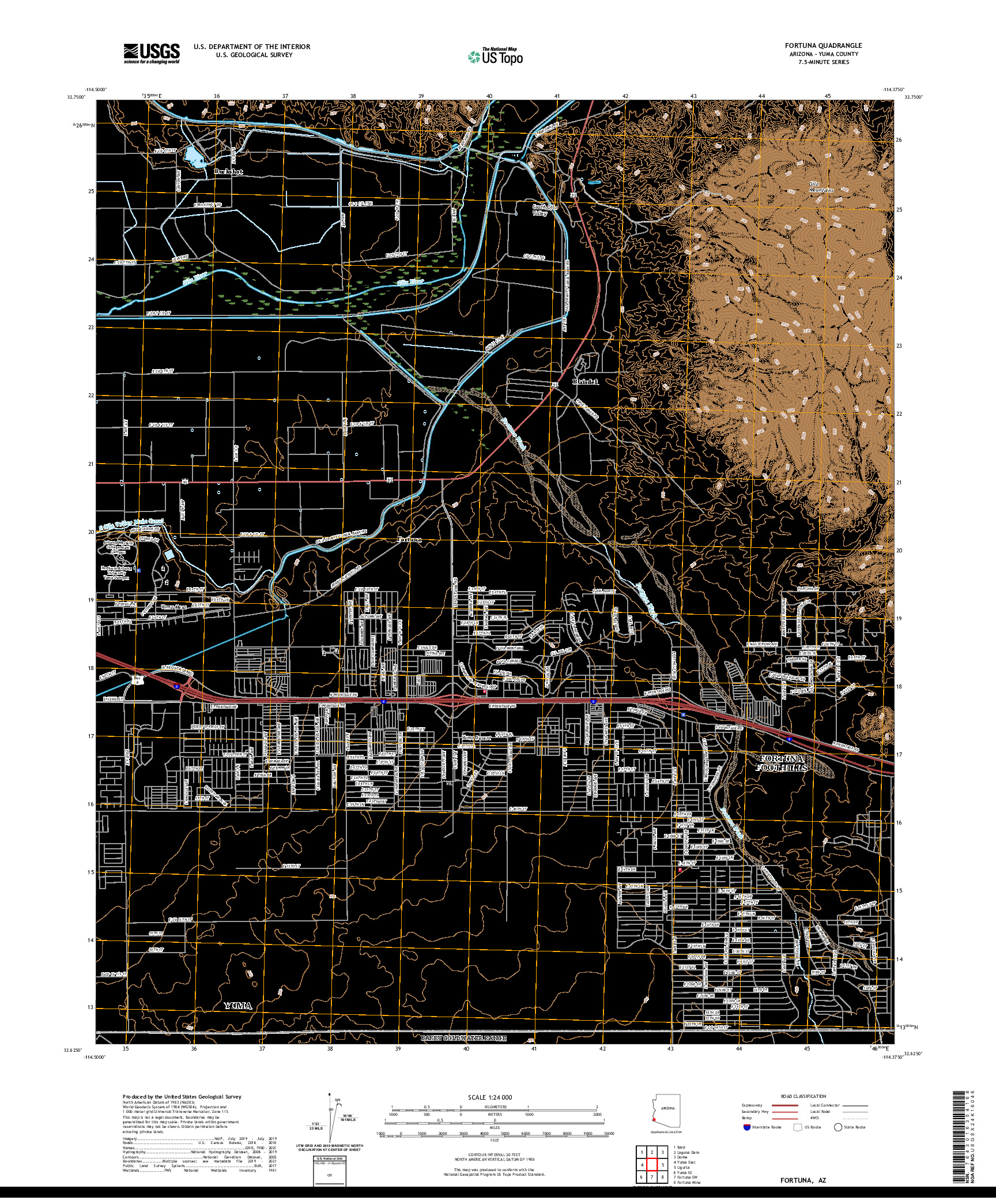 US TOPO 7.5-MINUTE MAP FOR FORTUNA, AZ