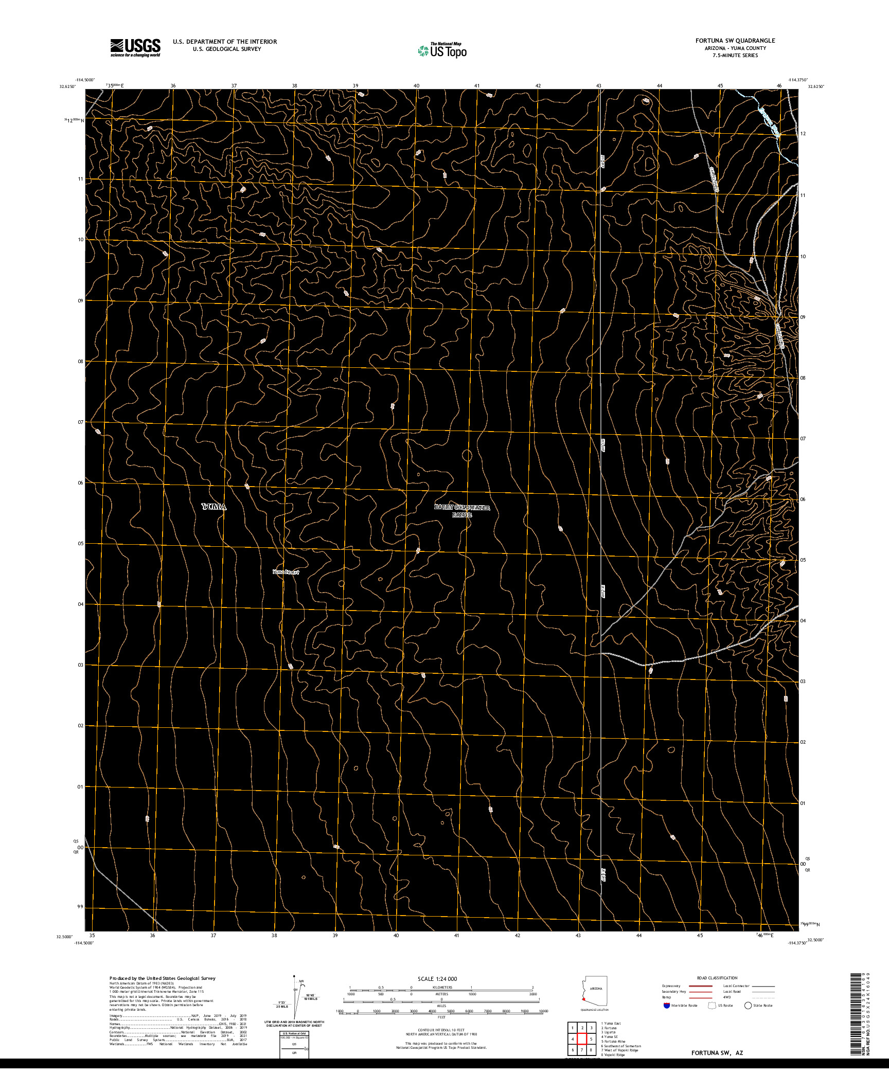USGS US TOPO 7.5-MINUTE MAP FOR FORTUNA SW, AZ 2021