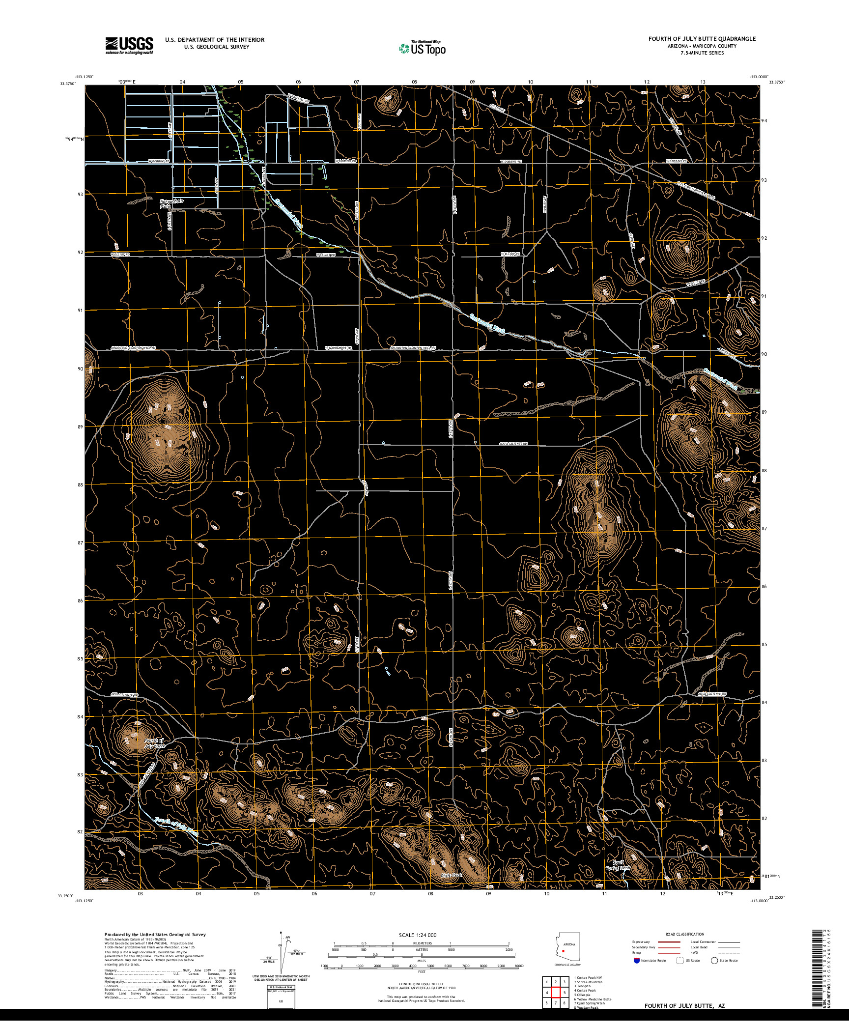 US TOPO 7.5-MINUTE MAP FOR FOURTH OF JULY BUTTE, AZ