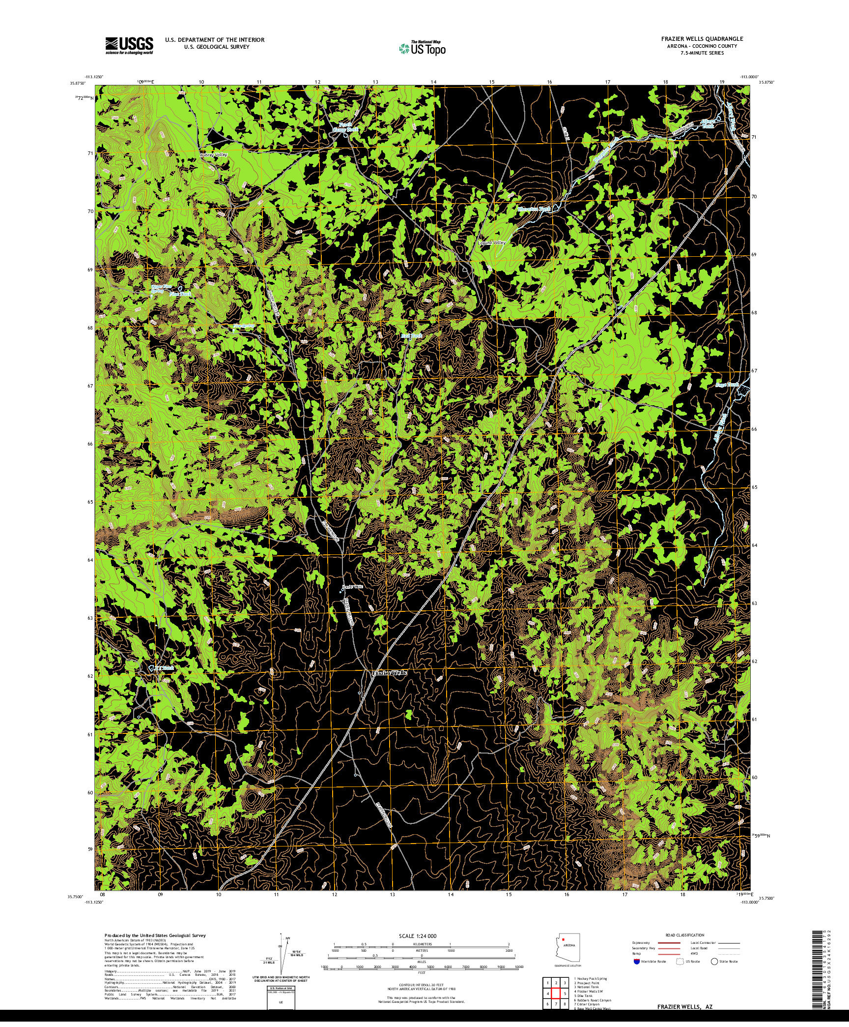 US TOPO 7.5-MINUTE MAP FOR FRAZIER WELLS, AZ