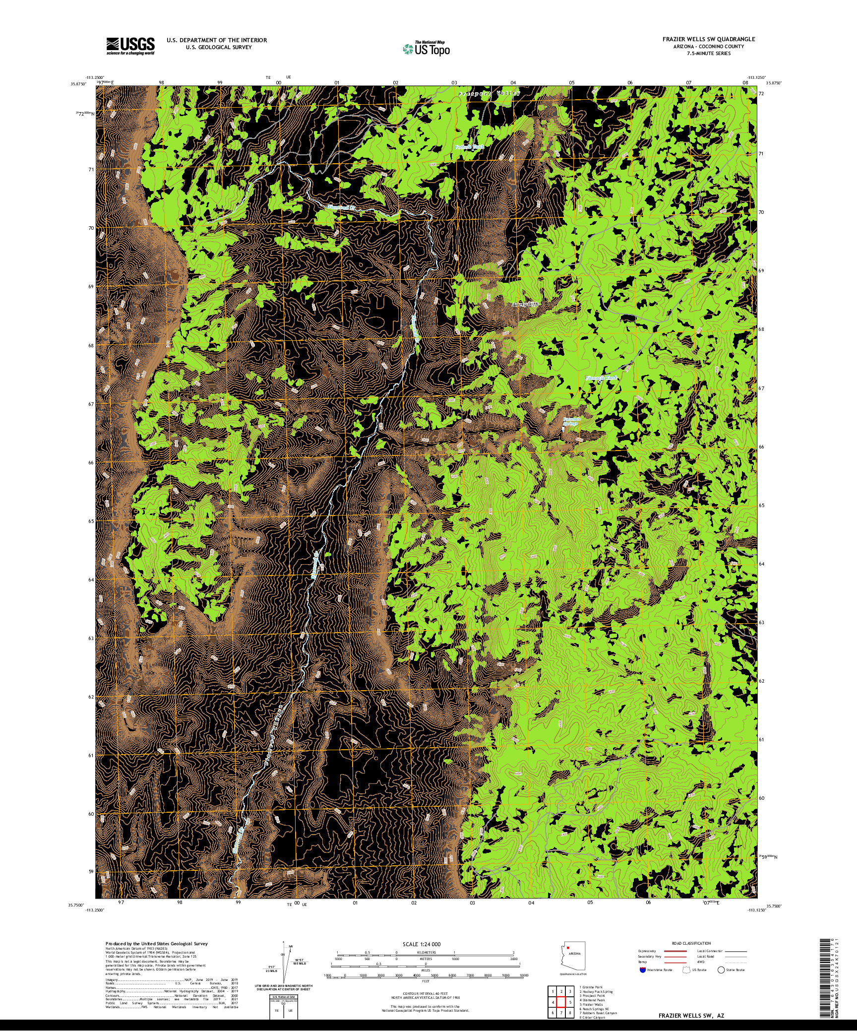 US TOPO 7.5-MINUTE MAP FOR FRAZIER WELLS SW, AZ