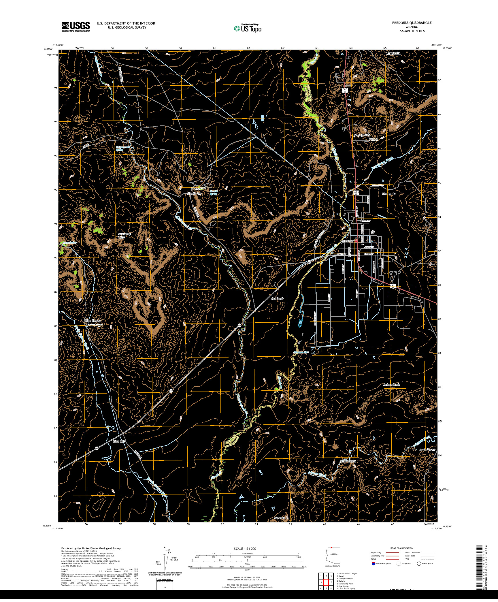 US TOPO 7.5-MINUTE MAP FOR FREDONIA, AZ