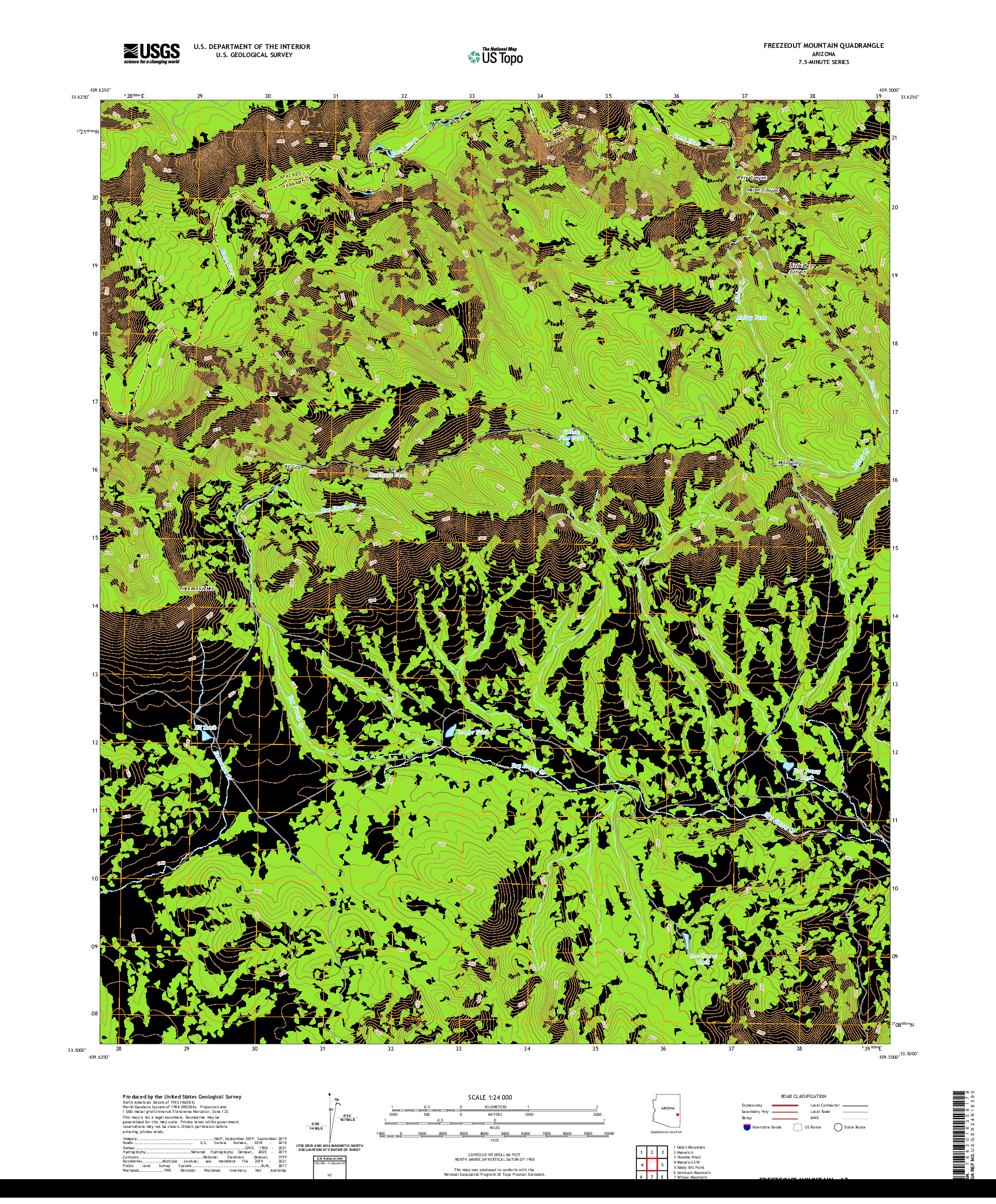 US TOPO 7.5-MINUTE MAP FOR FREEZEOUT MOUNTAIN, AZ