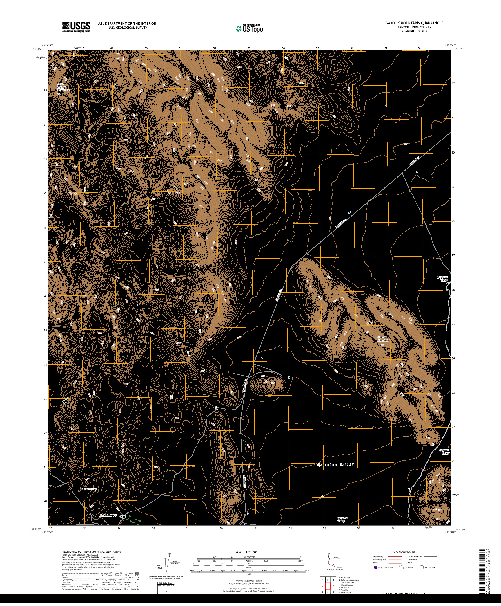 US TOPO 7.5-MINUTE MAP FOR GAKOLIK MOUNTAINS, AZ